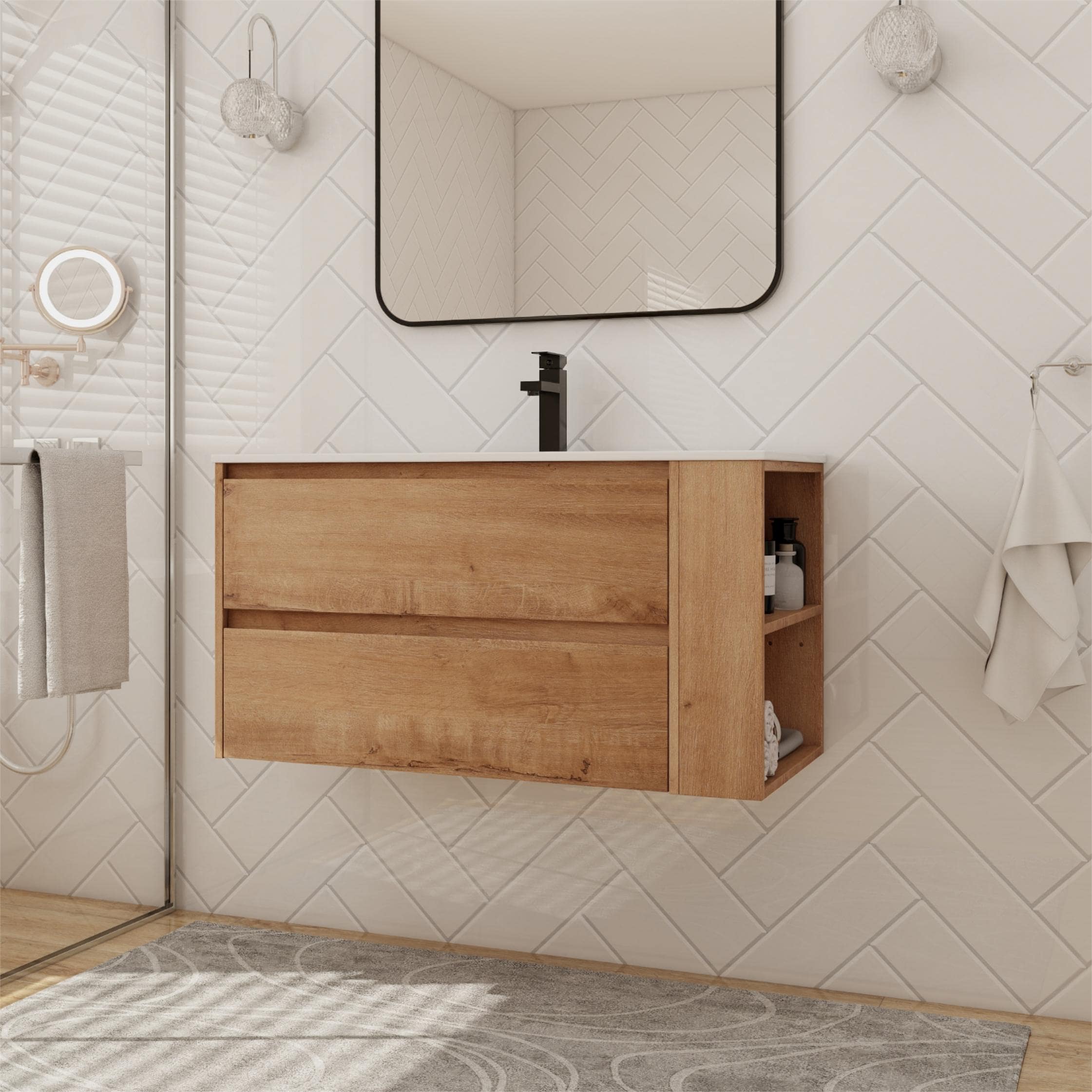 Beingnext 30''/36'' Single Sink Floating Bathroom Vanity with Soft Close Drawer and Adjustable Shelf