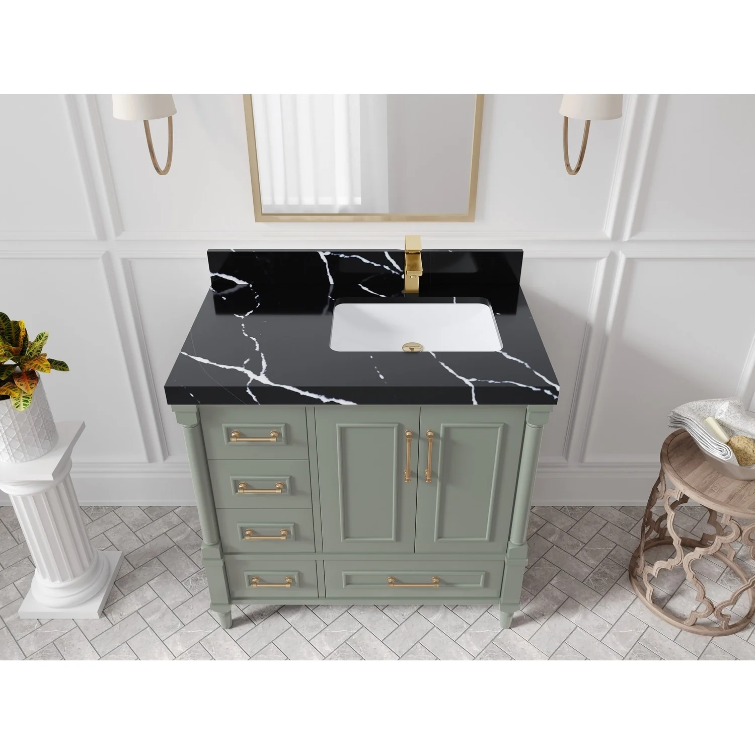 Willow Collections 36 in. W x 22 in. D Aberdeen Right Offset Sink Bathroom Vanity with Countertop