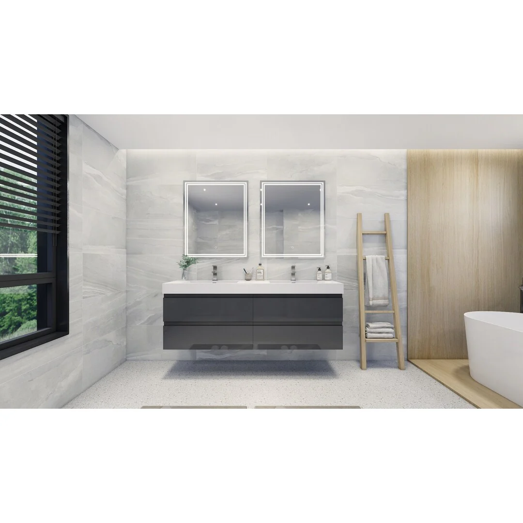 Baillie 72'' Wall-Mounted Vanity with Double Reinforced Acrylic Sink