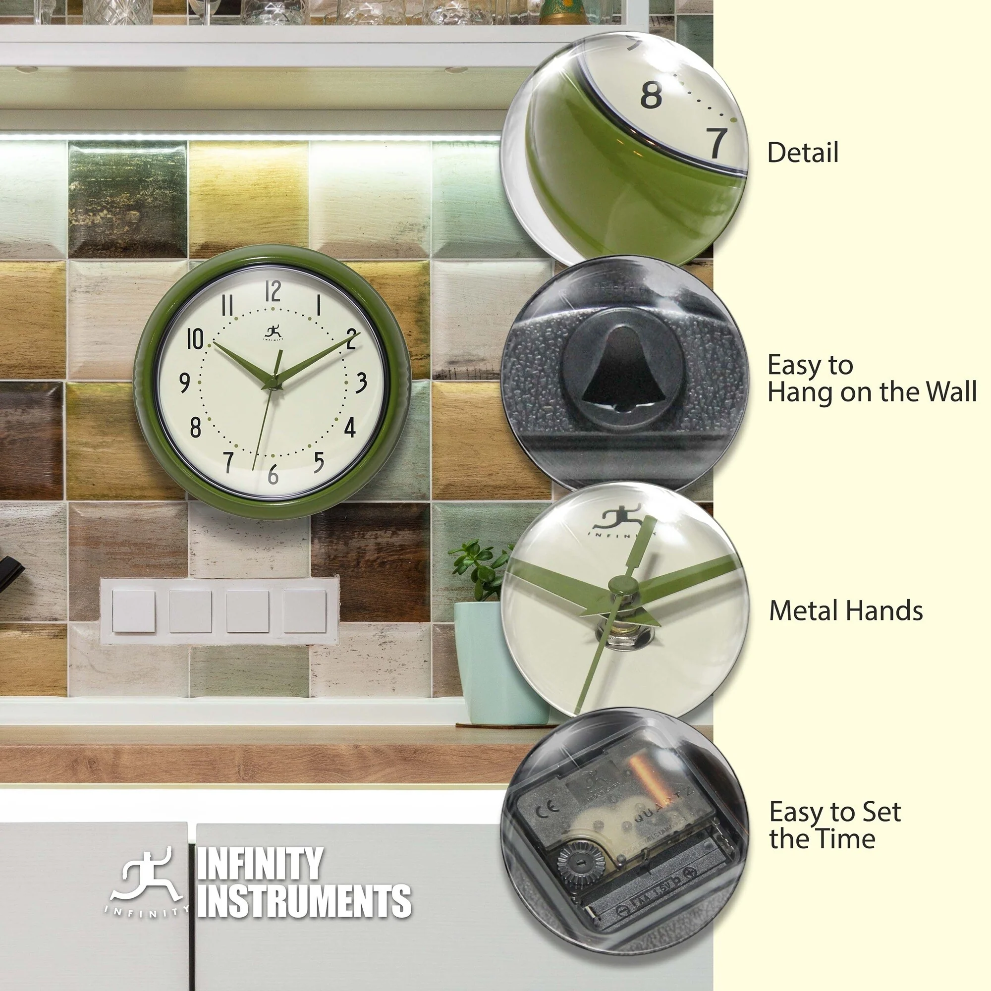 Round Retro Kitchen Wall Clock by Infinity Instruments