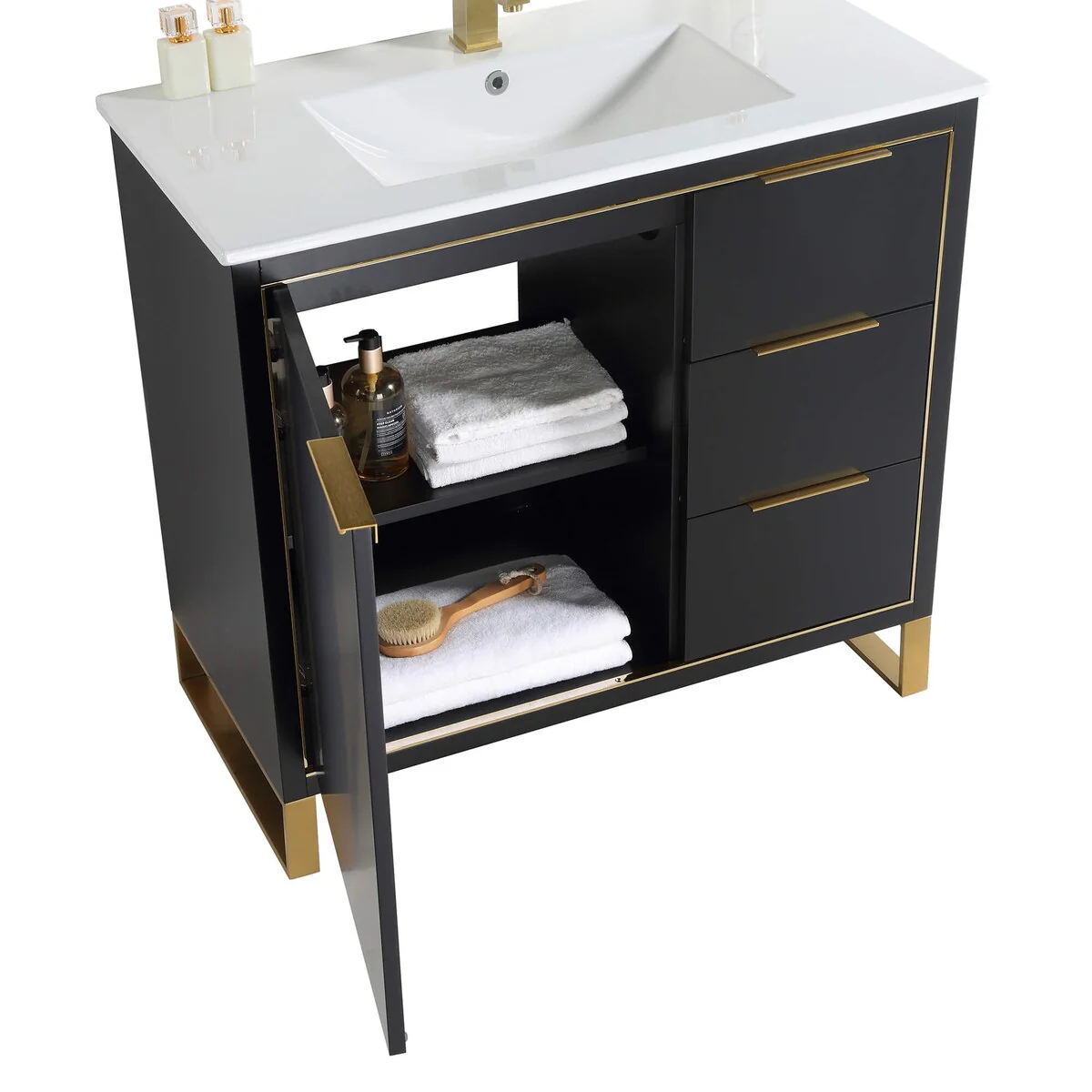 Fine Fixtures Opulence Collection Bathroom Vanity with White Ceramic Sink