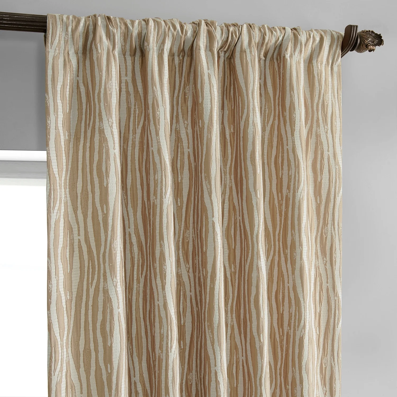 Exclusive Fabrics Jacquard Faux Silk Curtains - 1 Panel Room Darkening Curtain