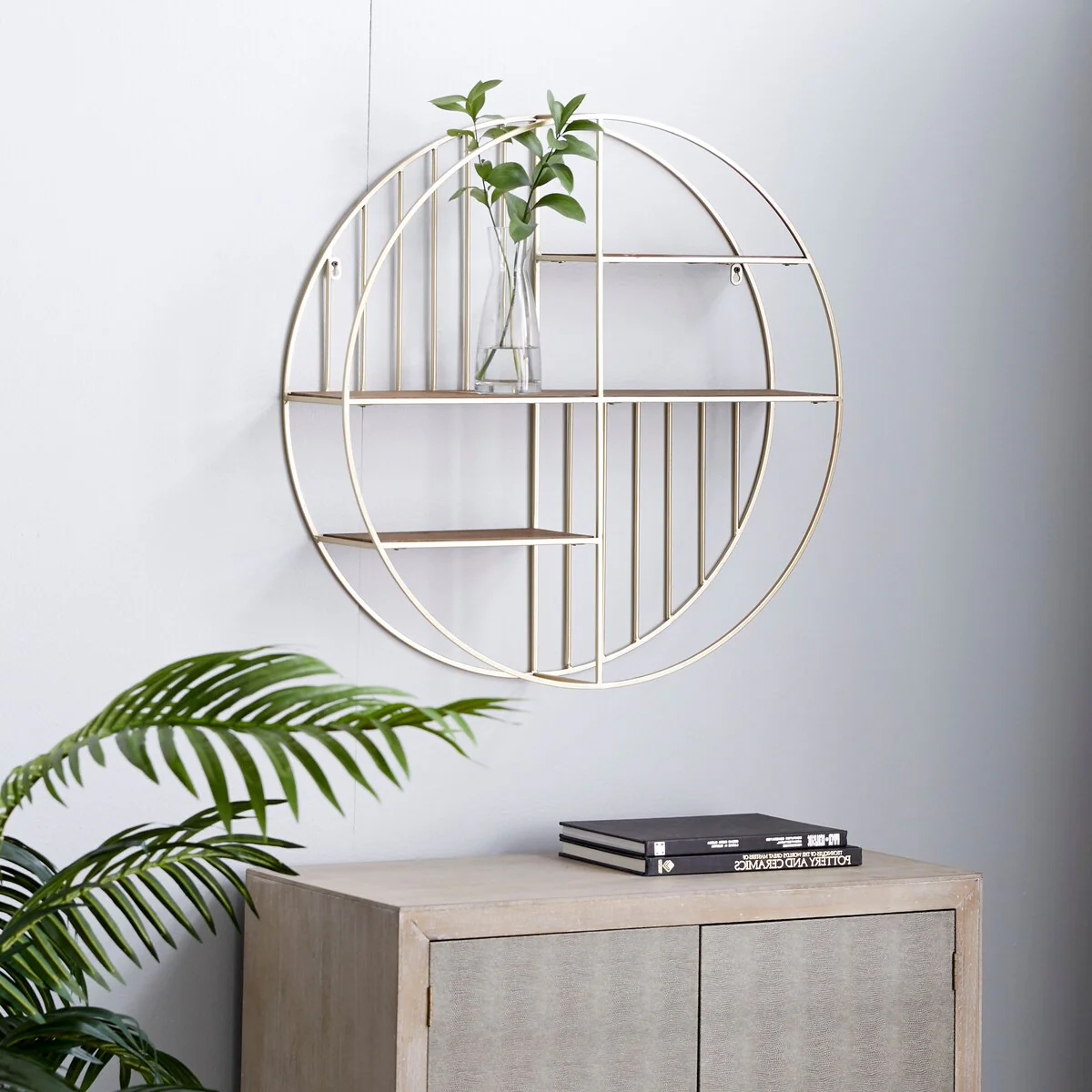 Modern Open Floating Round Metal Decorative Wall Shelf - 28