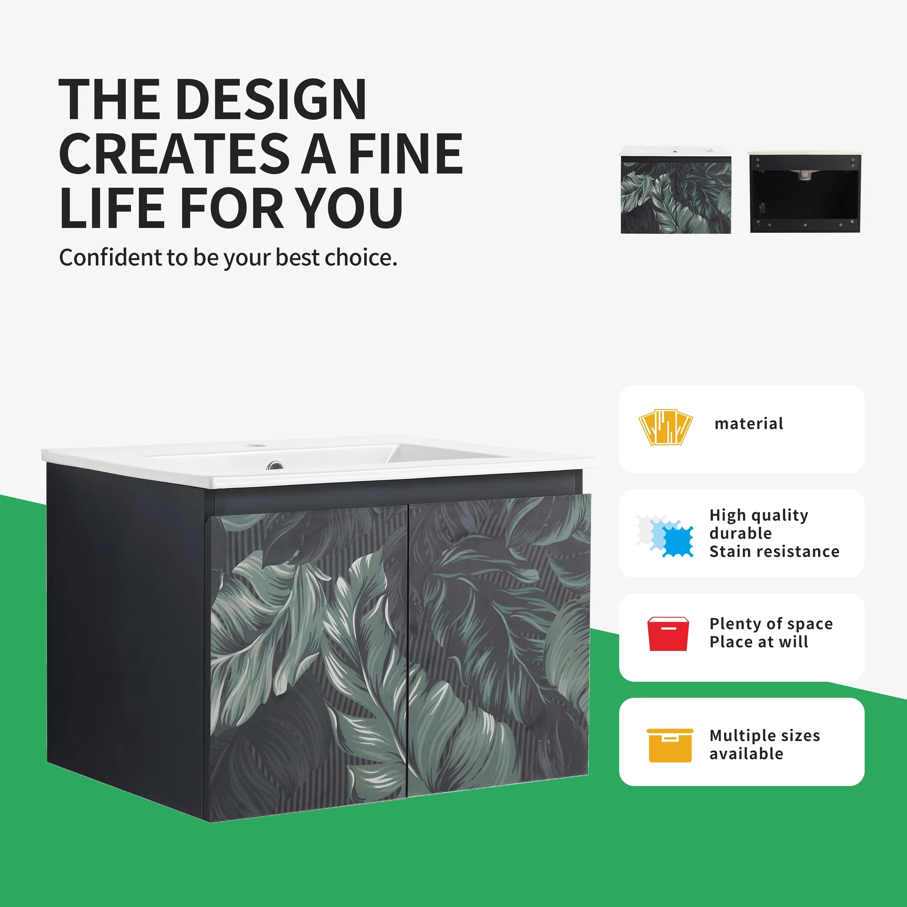 BNK 24/30/48 Inch Double Sink Bathroom Vanity with Soft Close Door