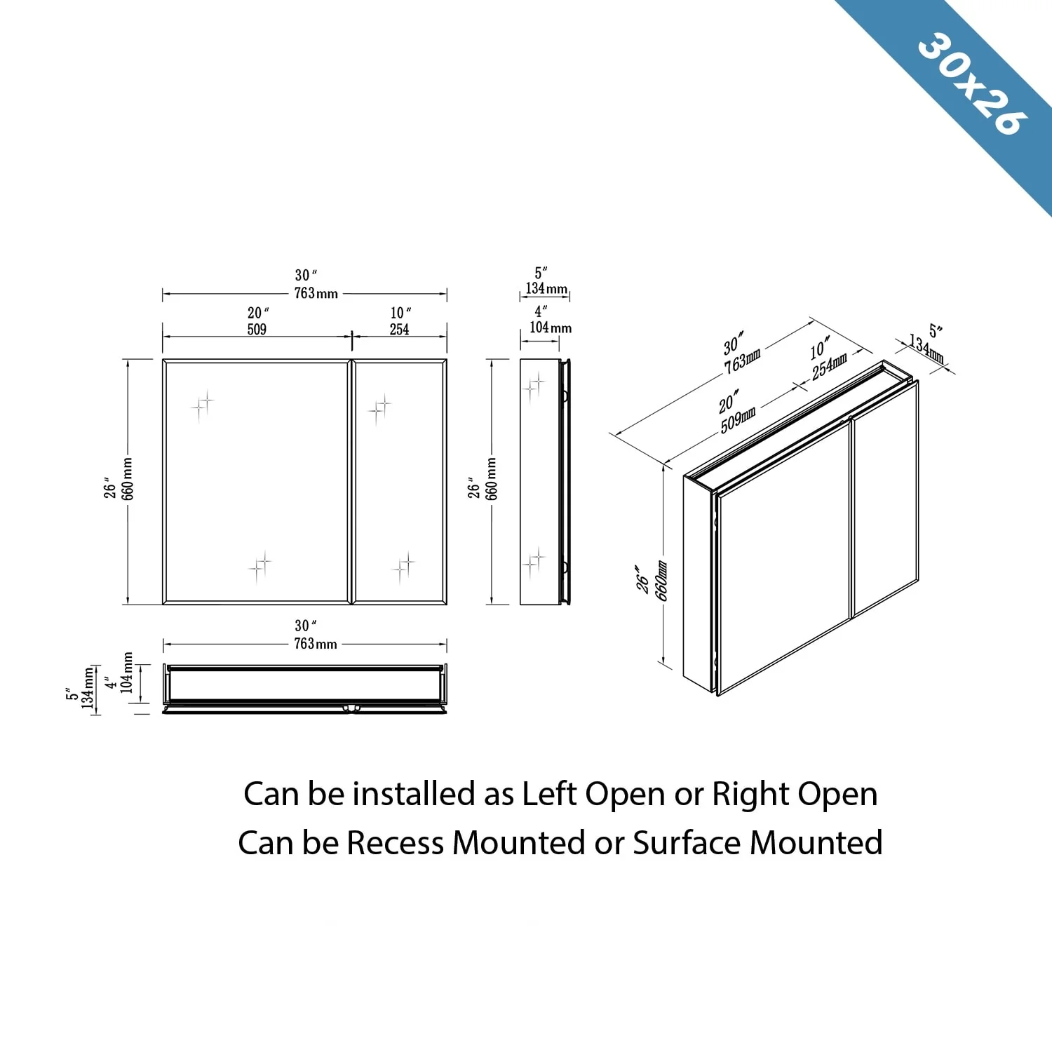 Frameless Aluminum Bathroom Mirror Medicine Cabinet