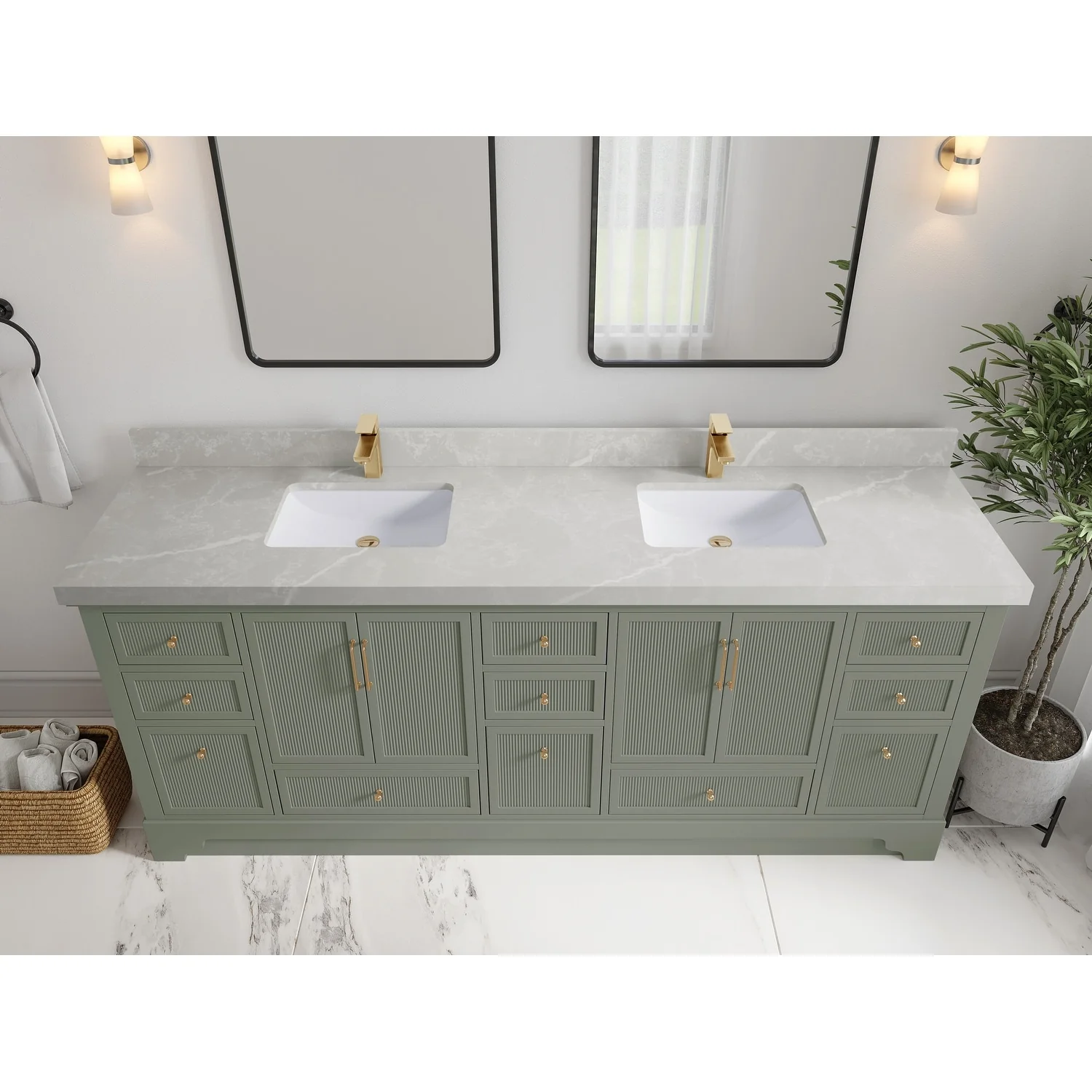 Willow Collections 84 in. W x 22 in. D Alys Double Bowl Sink Bathroom Vanity with Countertop