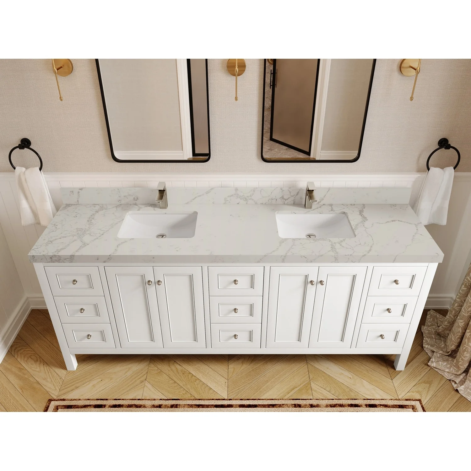 Willow Collections 84 in. W x 22 in. D Nashville Double Bowl Sink Bathroom Vanity with Countertop