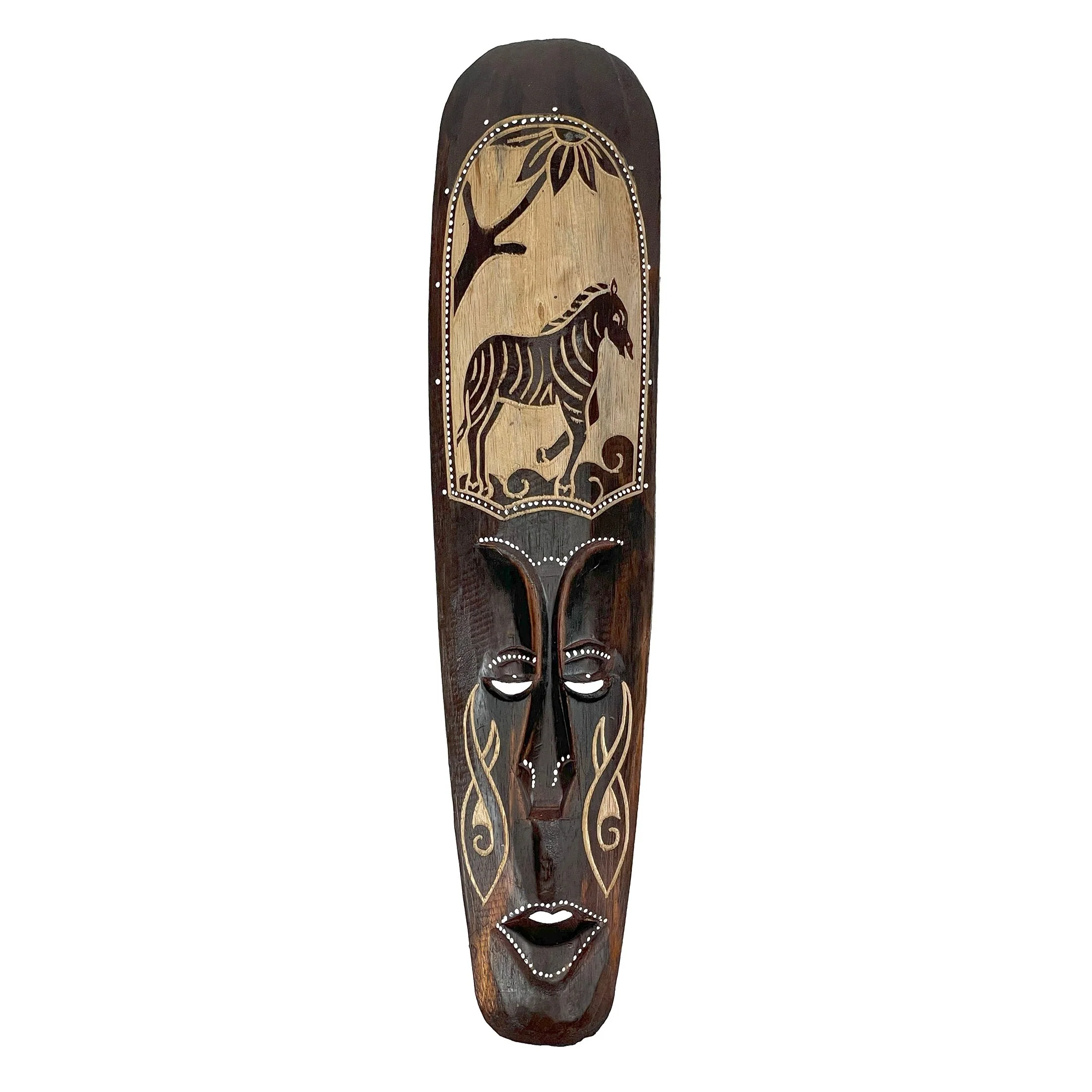 Zeckos 20In African Animal Hand Carved Wood Wall Masks (Set Of 5)