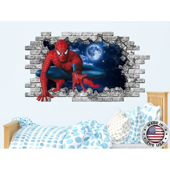 Spiderman Hole in the Decal Superhero Vinyl Sticker Murals