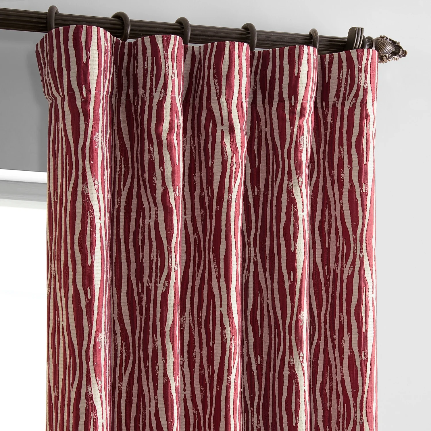 Exclusive Fabrics Jacquard Faux Silk Curtains - 1 Panel Room Darkening Curtain