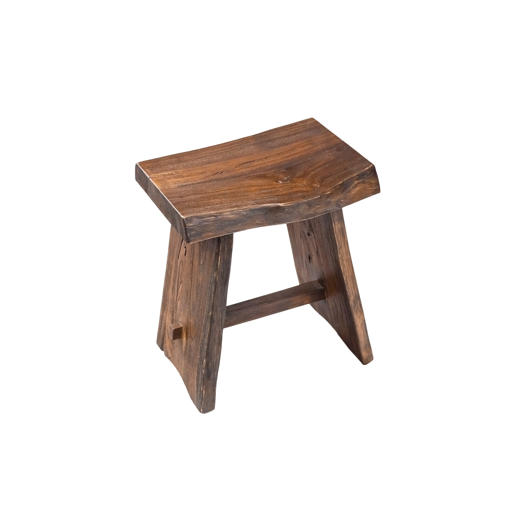 Nordic Style Teak Stool with Curved Seat