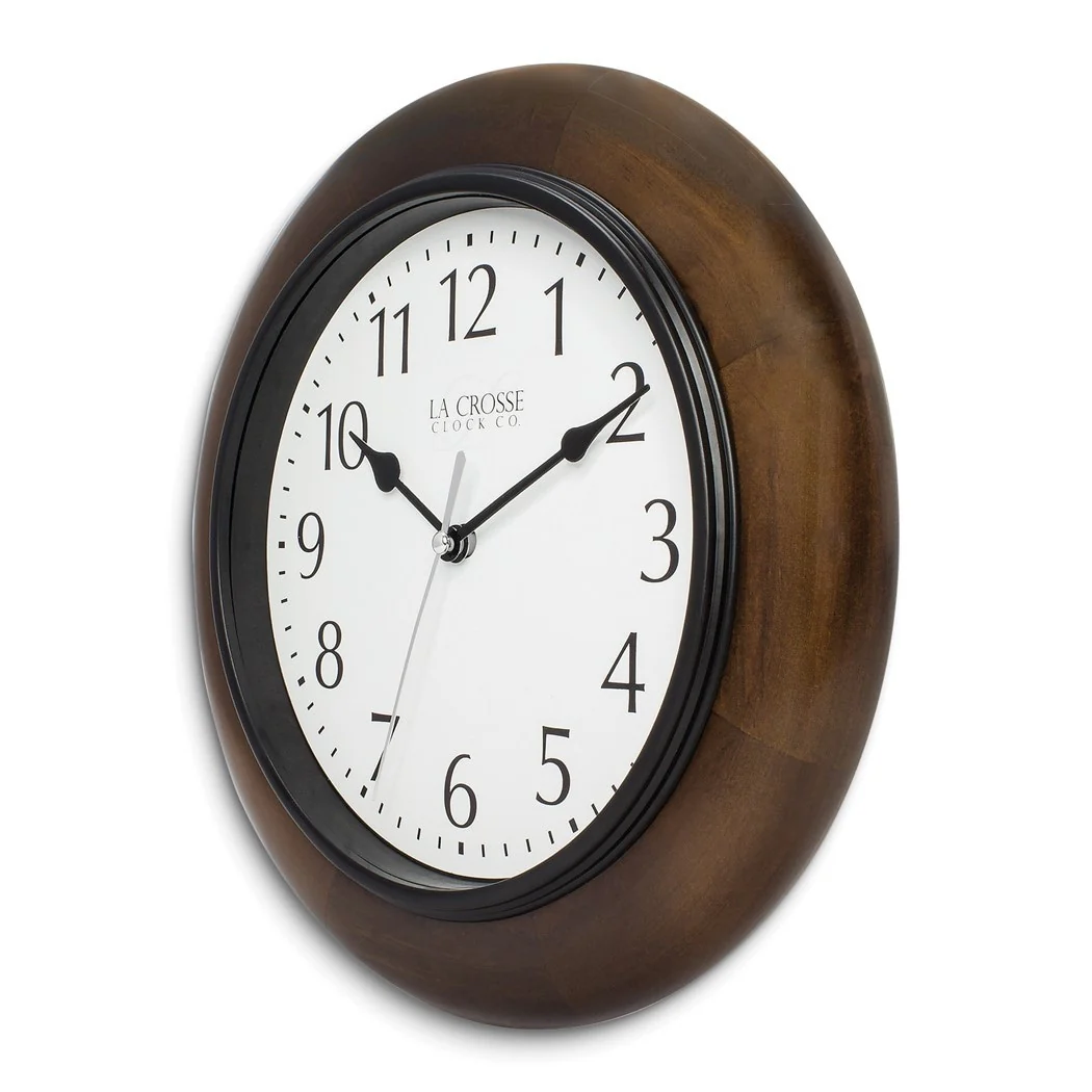 Curata Walnut Finish Wood Quartz Wall Clock
