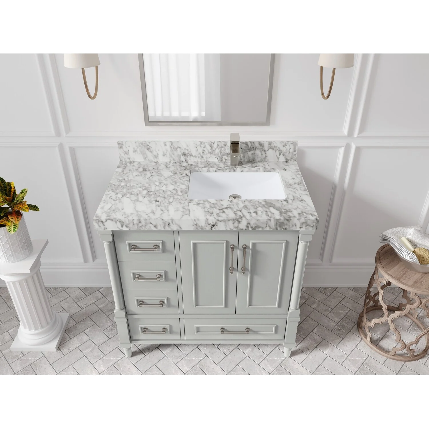 Willow Collections 36 in. W x 22 in. D Aberdeen Right Offset Sink Bathroom Vanity with Countertop