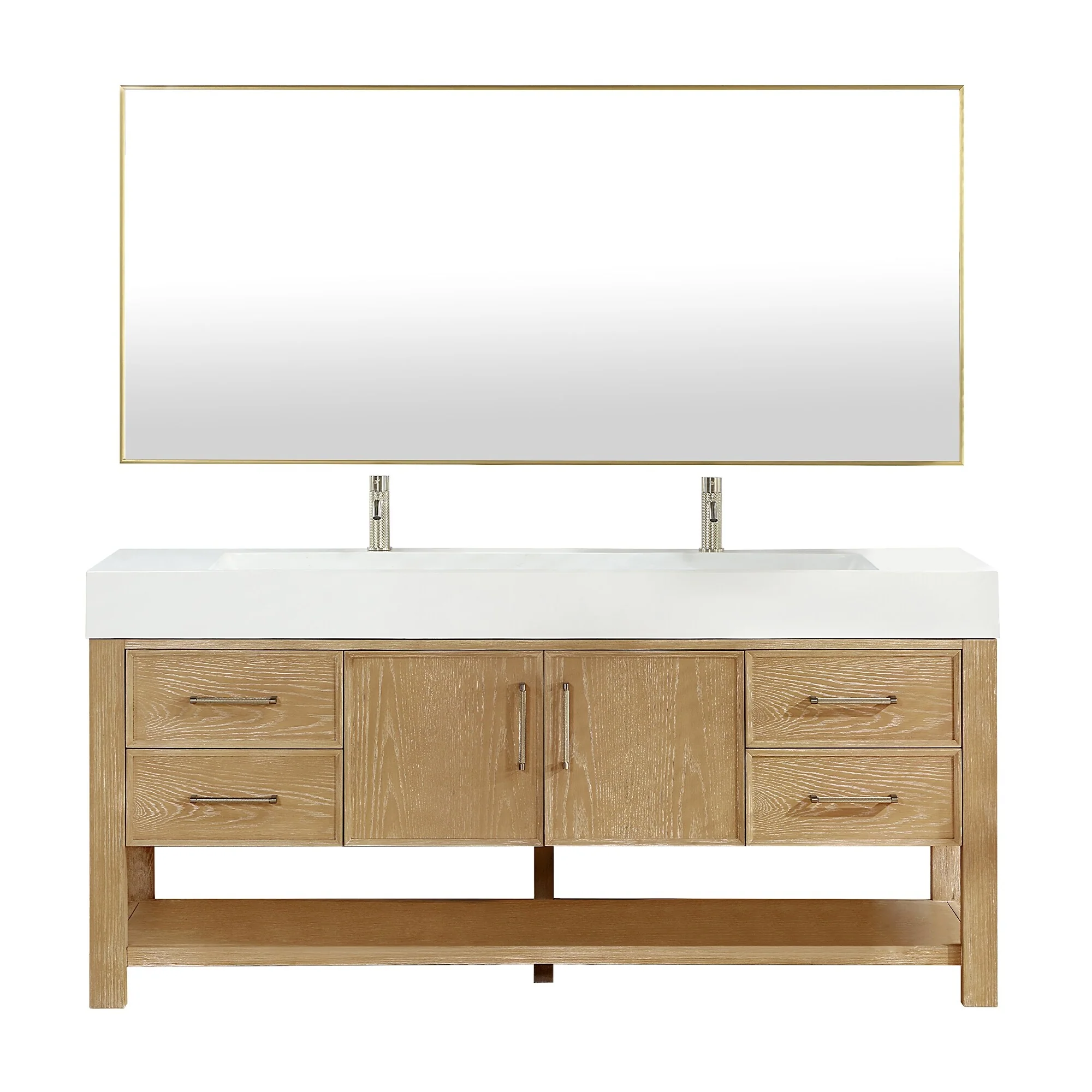 Vera Bath Vanity with Integrated Stone Sink Top and Mirror