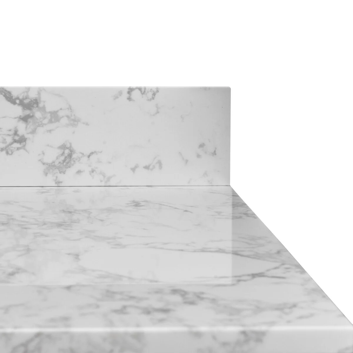 31 in./ 37 in./ 43 in./ 49 in. Carrara White Engineered Stone Bathroom Vanity Top with Ceramic Sink
