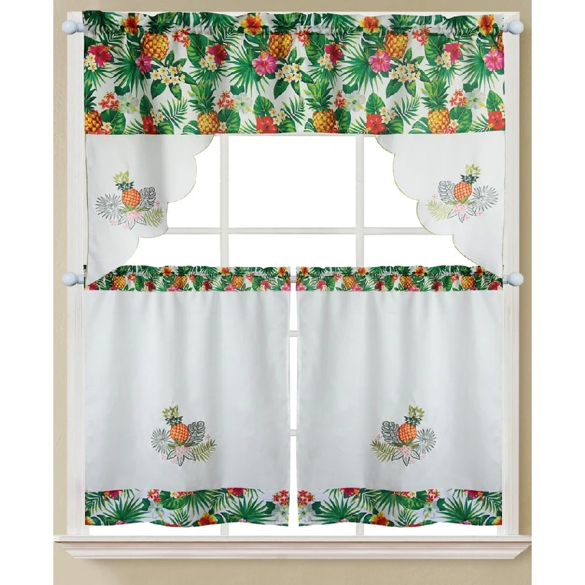Lemon Fern Sunflower Tropical Tea Urban Kitchen Curtain Sets with Valance & Tiers