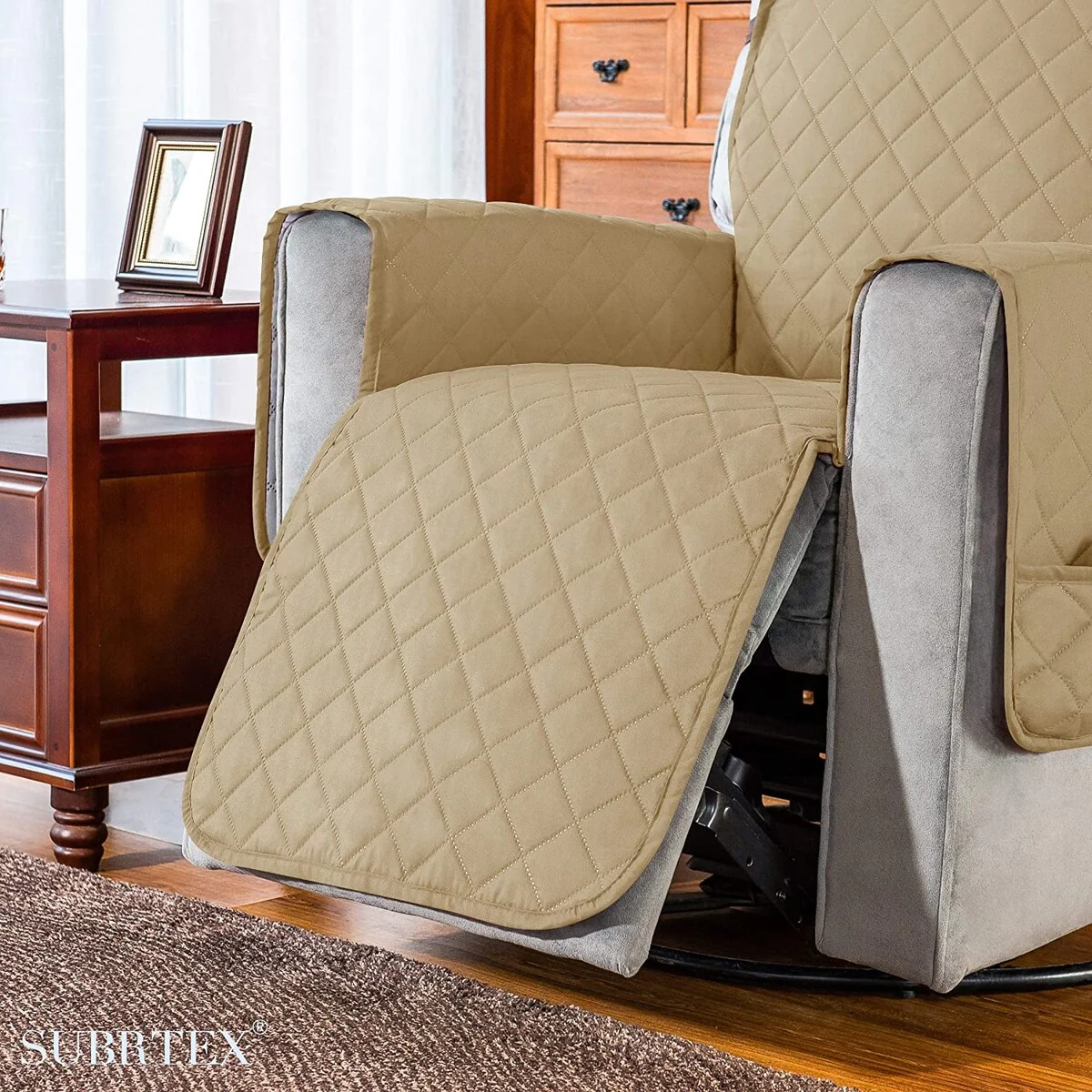 Subrtex Recliner Chair Reversible Washable Fitted Sofa Slip Cover - S