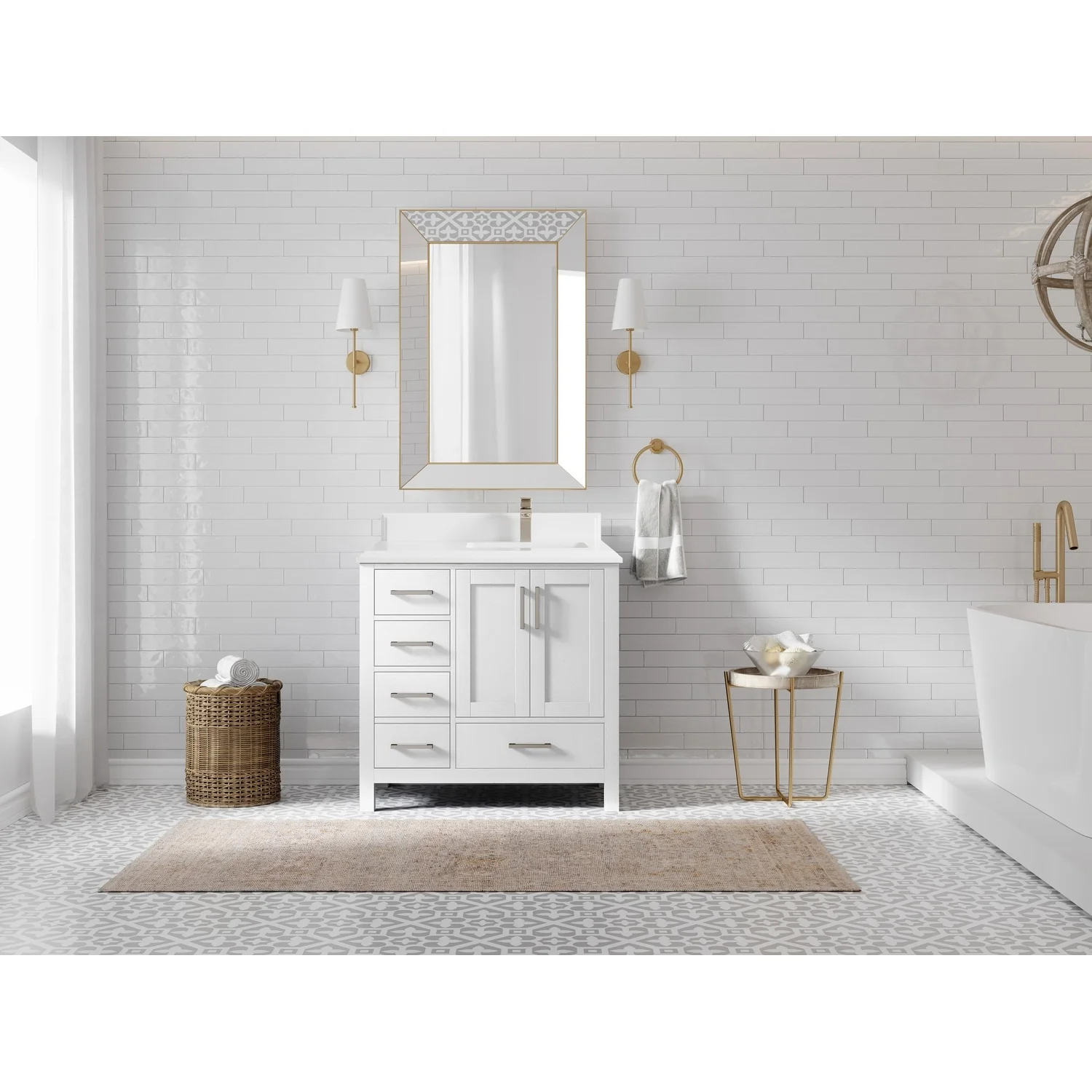 Willow Collections 36 in. W x 22 in. D Malibu Right Offset Sink Bathroom Vanity with Countertop
