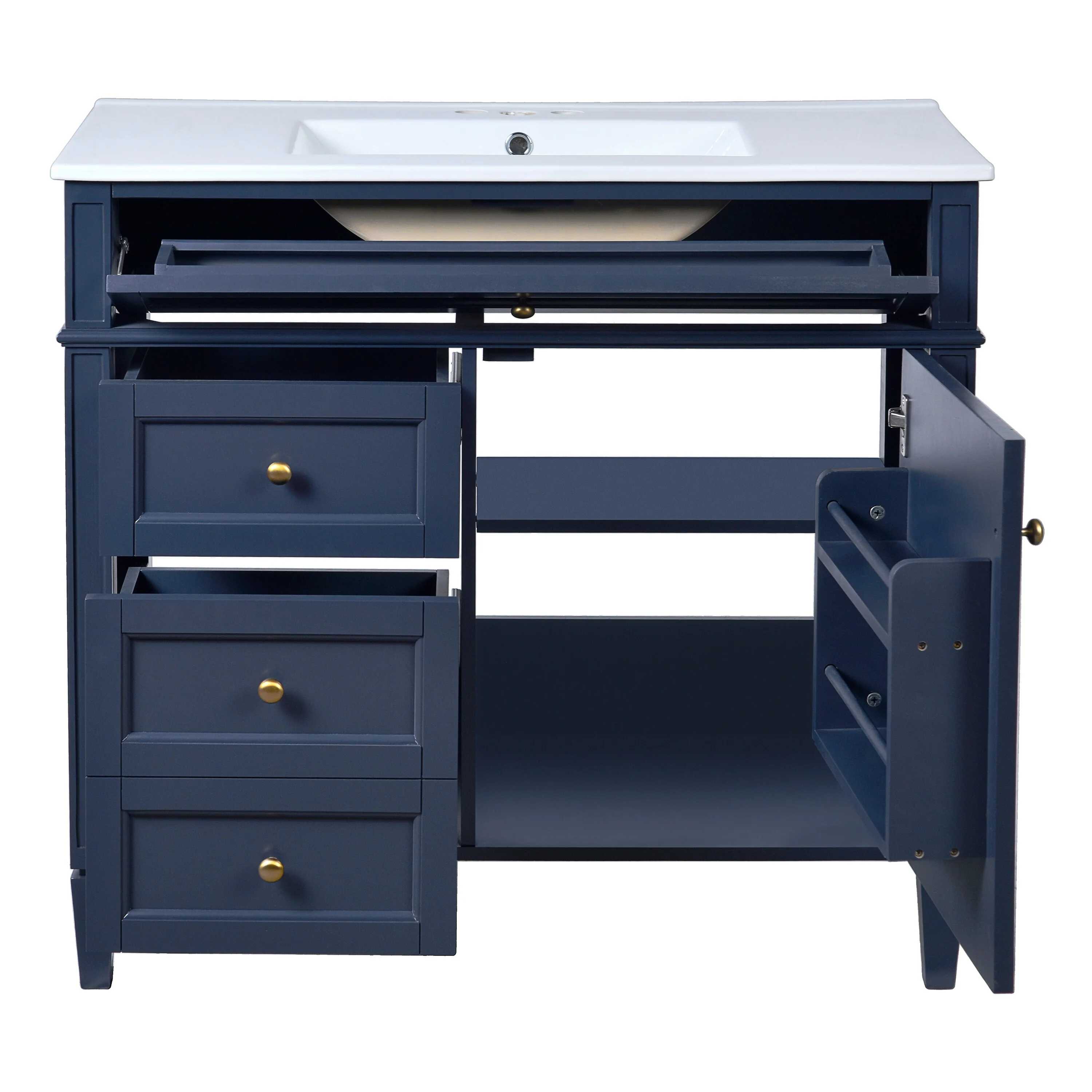 Bathroom Vanity with Single Sink, Bathroom Vanities with 2 Drawers, Bathroom Storage Cabinet with 1 Tip-Out Drawer and 1 Door