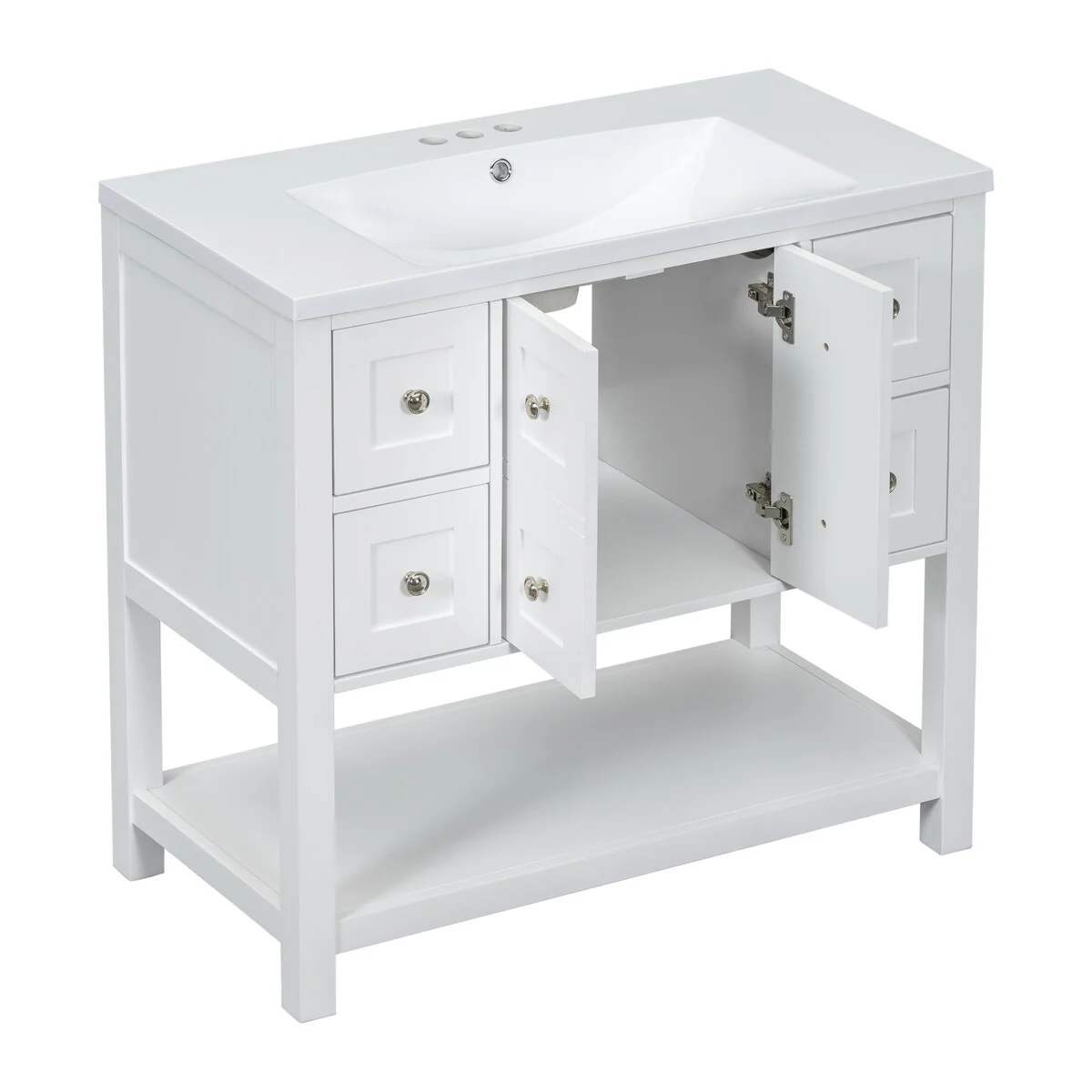 Free Standing Vanity with Solid Wood Frame