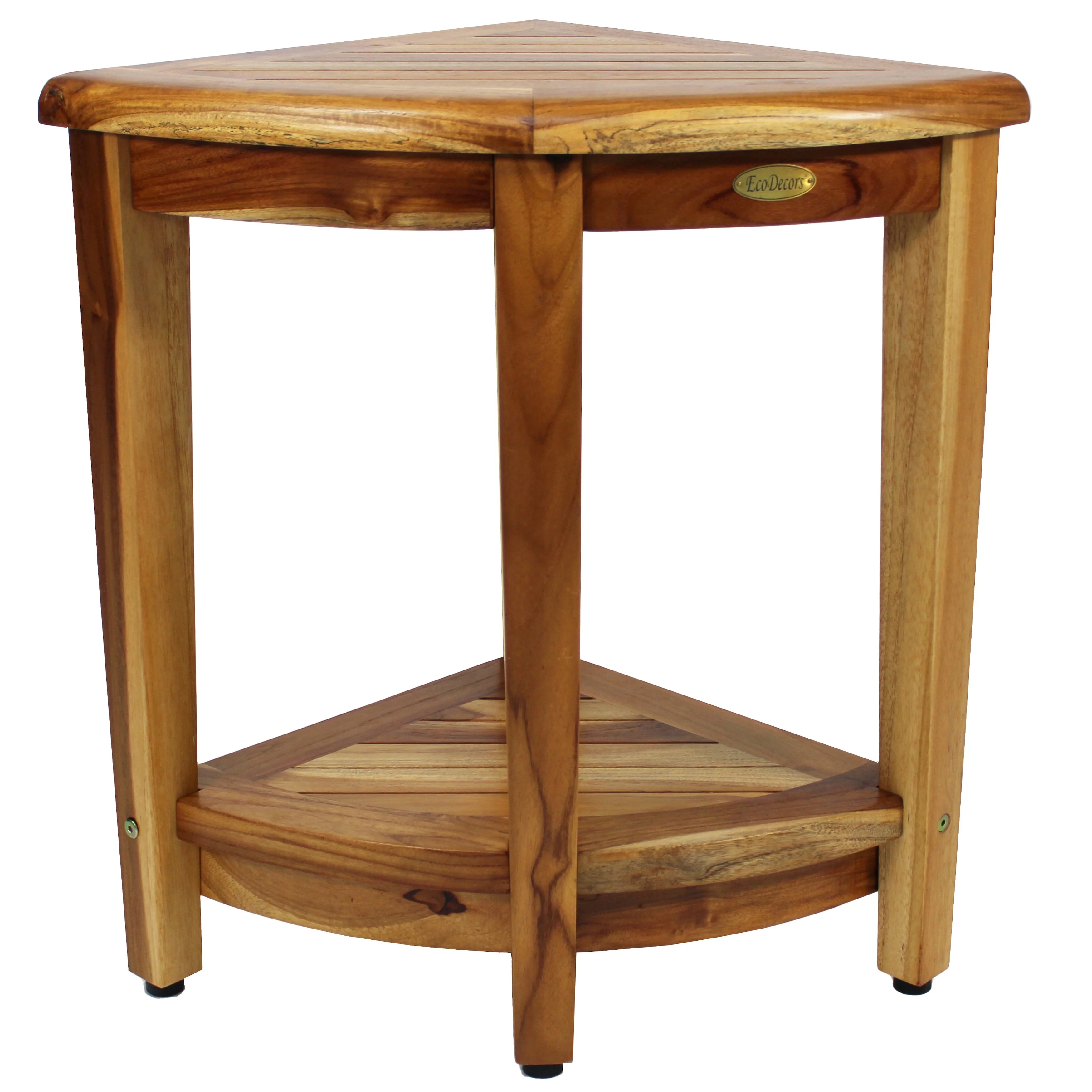 Teak Corner Shower Stool 23-In. Ext. Hgt., Teak Shower Bench, Teak Bench Shower, Teak Shower Stool for Inside Shower, Teak Bench