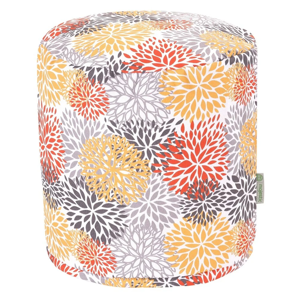 Majestic Home Goods Citrus Blooms Indoor / Outdoor Ottoman Pouf 16