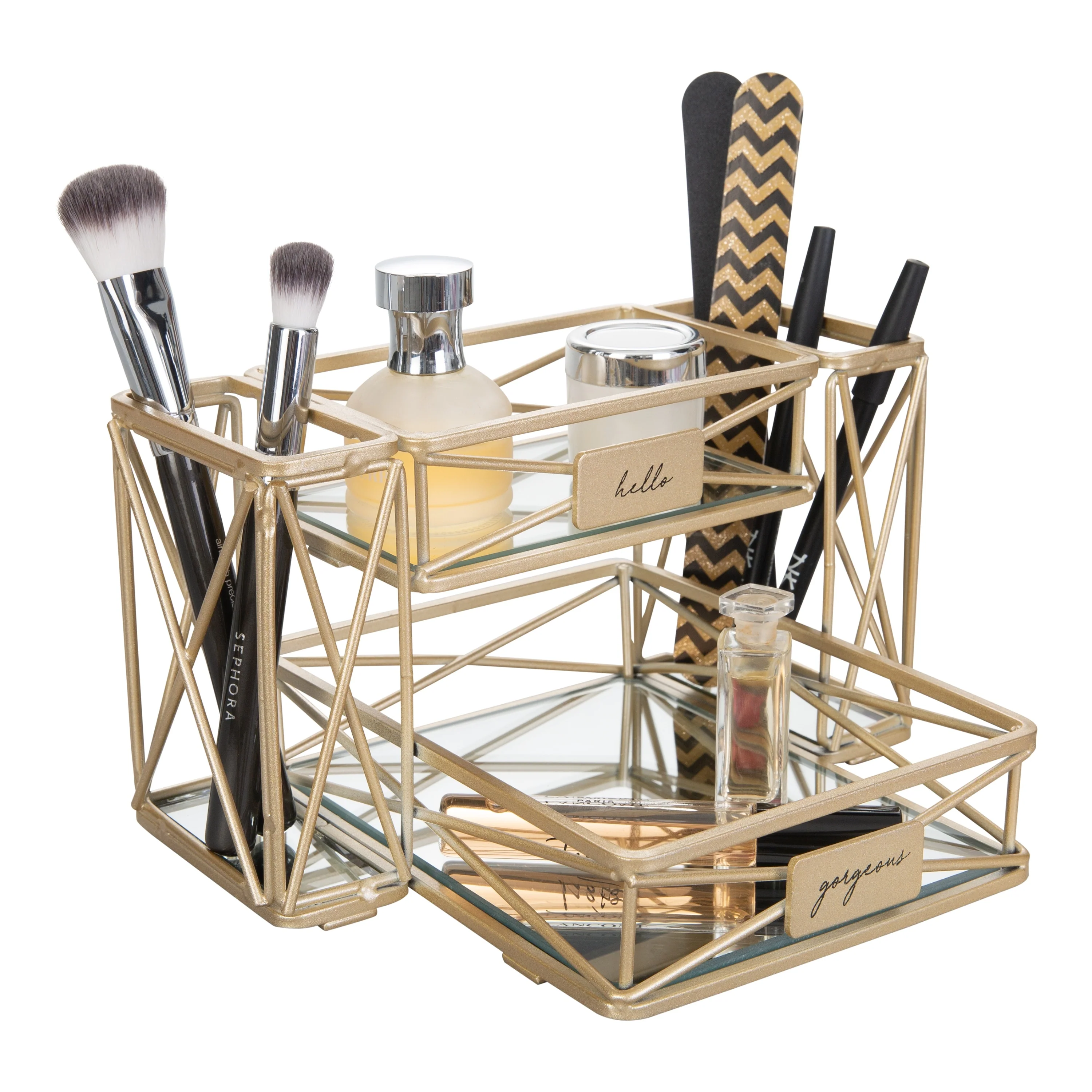 Home Details Beauty Essentials Vanity Tower in Satin Gold - Satin Gold - 10.23