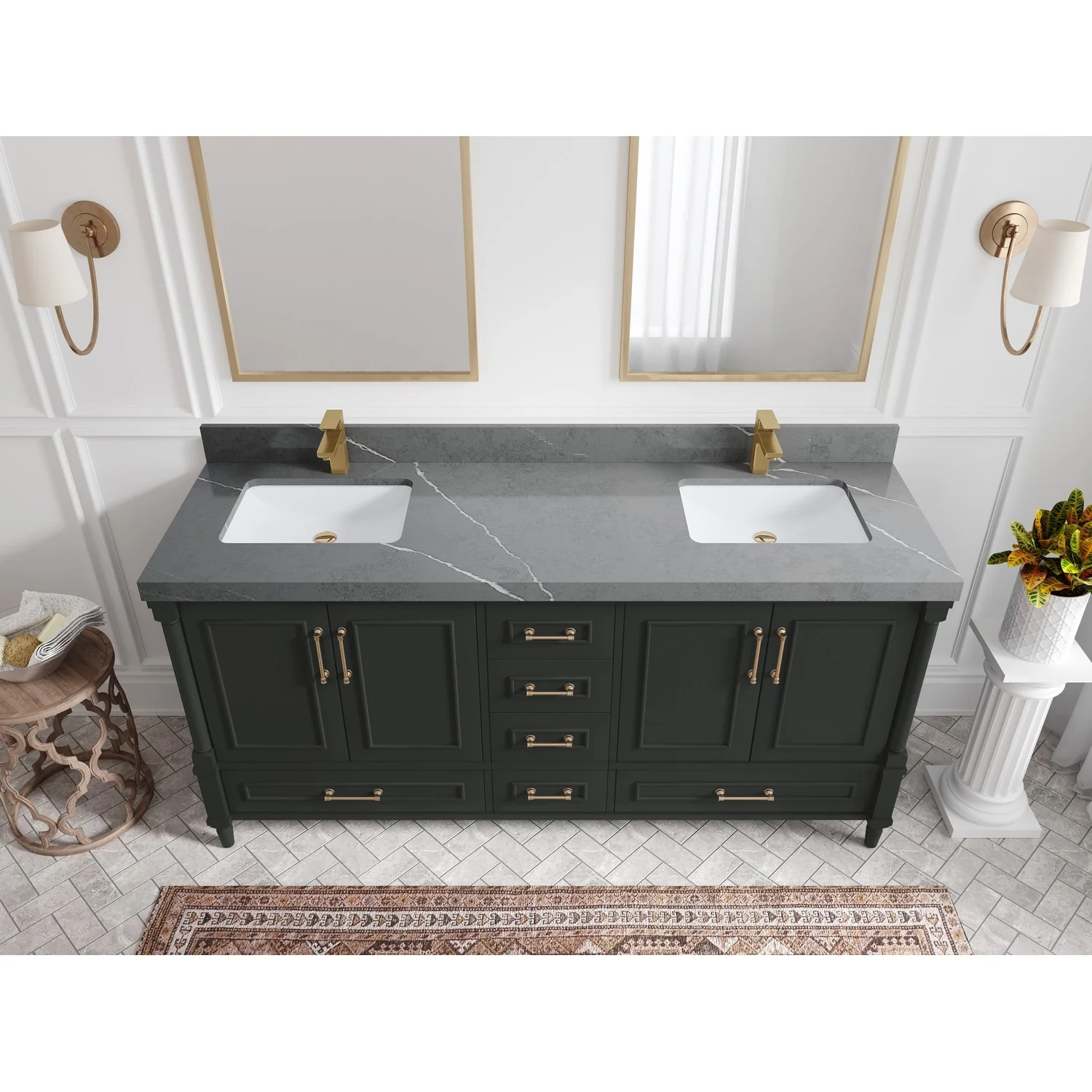 Willow Collections 72 in. W x 22 in. D Aberdeen Double Sink Bathroom Vanity with Countertops