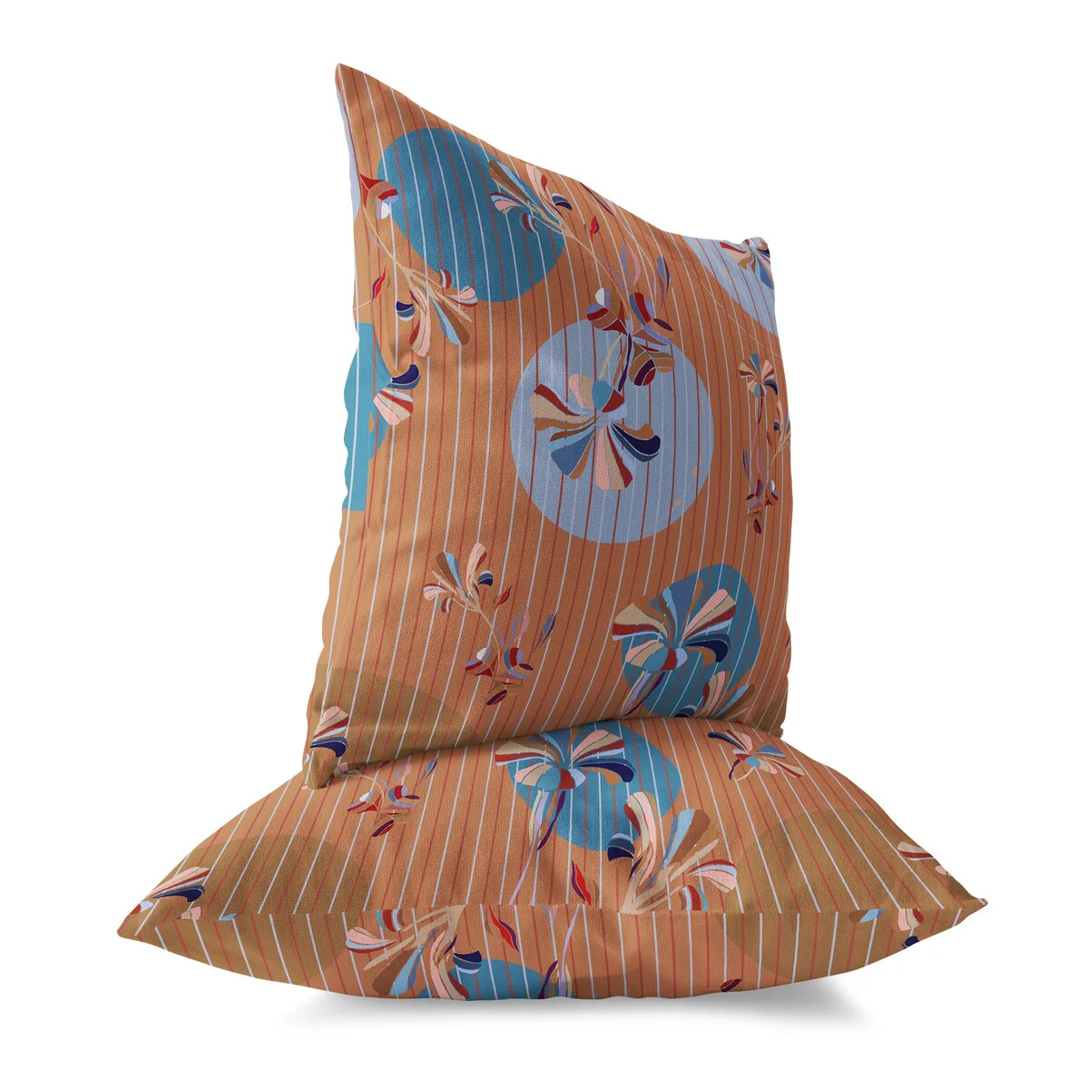 Orange And Cyan Circular Garden Indoor/Outdoor Throw Pillow Zipper