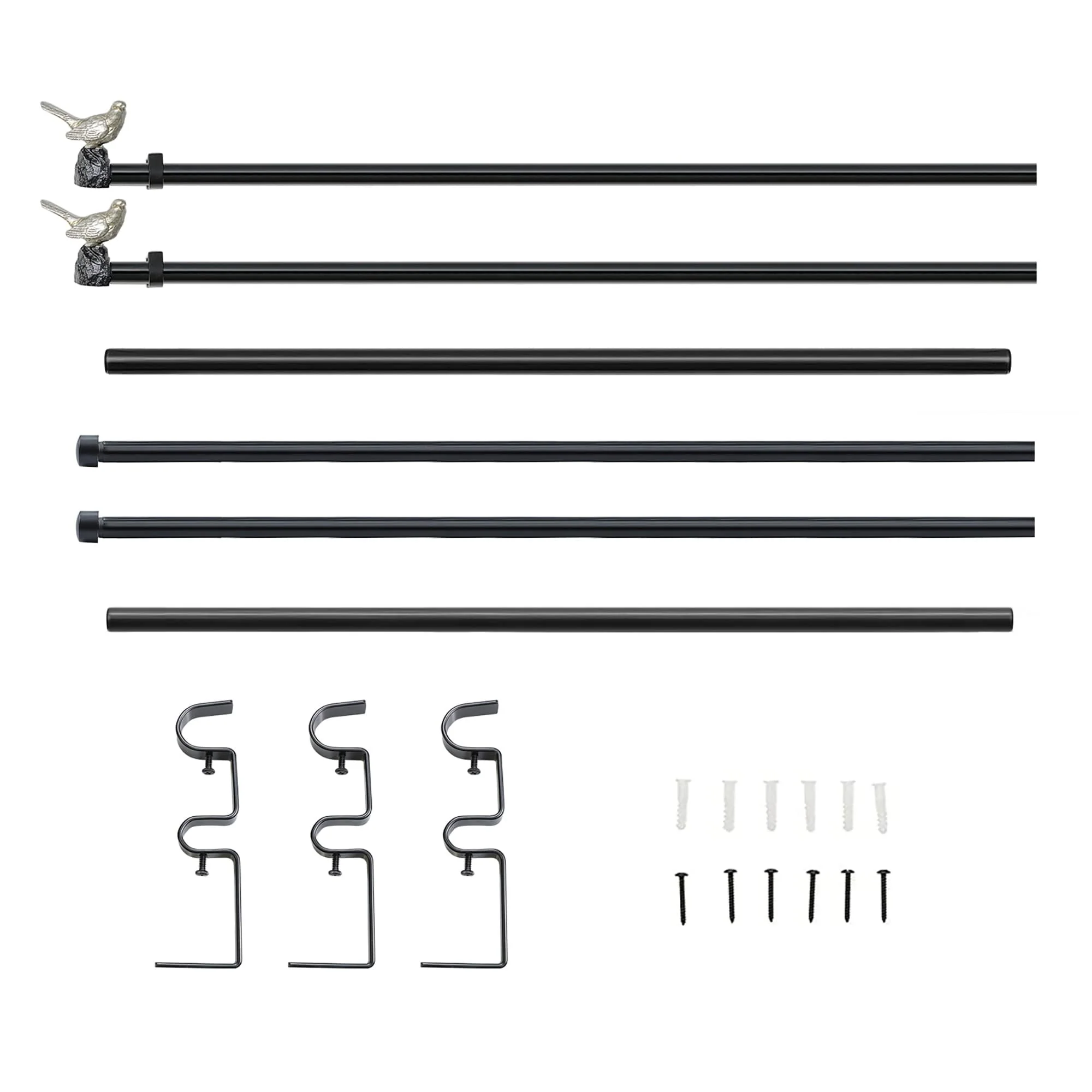 MERIVILLE 1-Inch Diameter Double Window Curtain Rod, Bird Finials