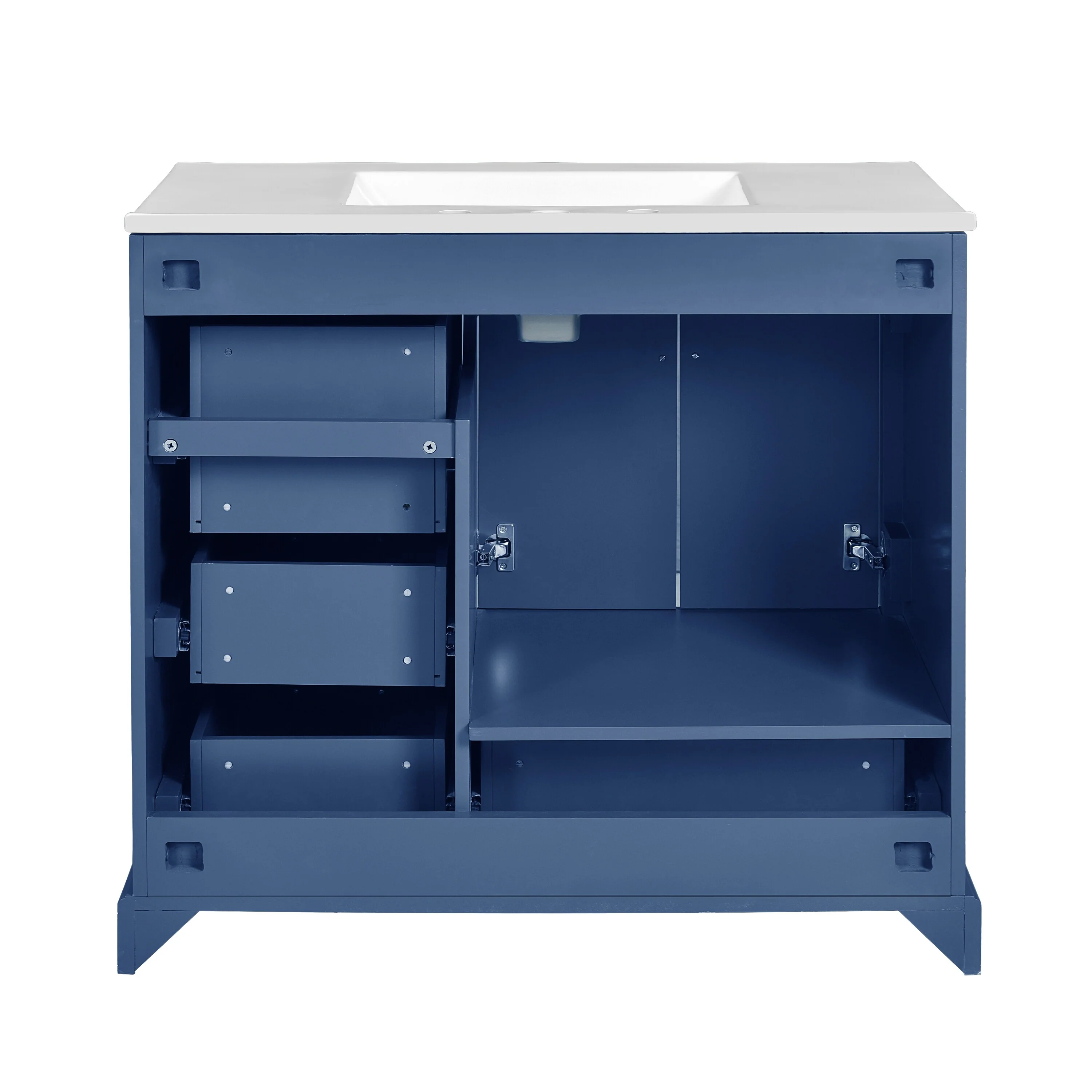 Bathroom Vanity with Resin Sink, Bathroom Vanity Set with 4 Drawers, Bathroom Storage Cabinet with 2 Soft Close Doors