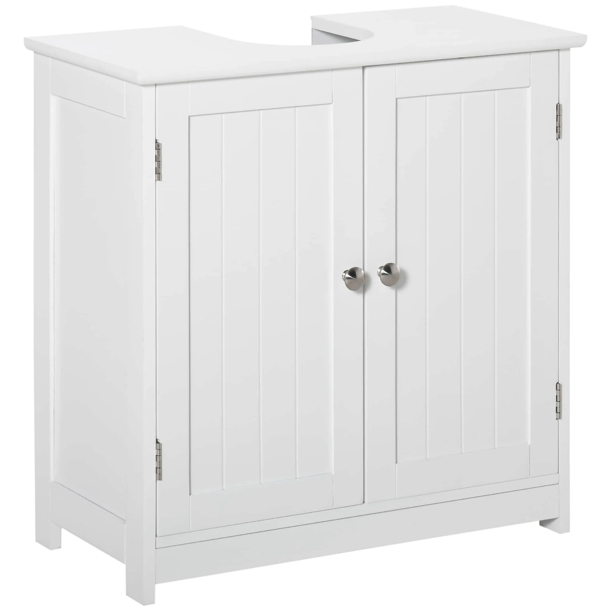 kleankin Vanity Base Cabinet, Under-Sink Bathroom Cabinet Storage with U-Shape Cut-Out, White and Grey