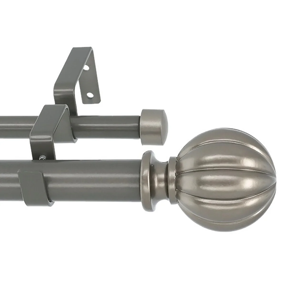 Meriville 1-Inch Diameter Double Window Curtain Rod, Fluted Ball Finial