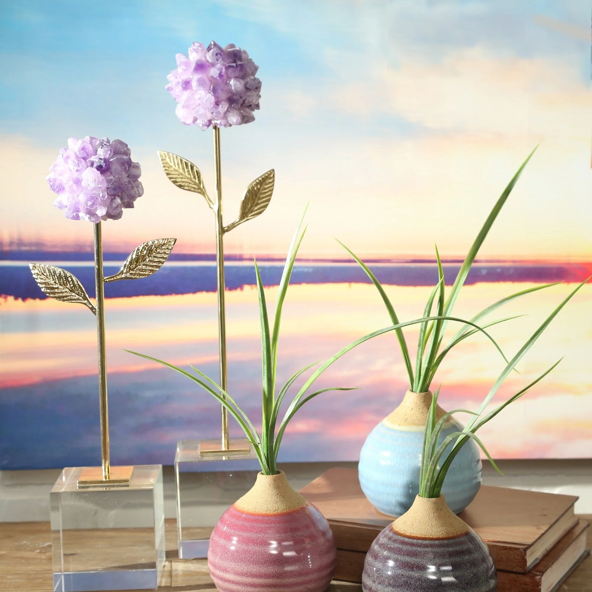 Sagebrook Home Modern Coastal Small Ceramic Bud Vases, Set of 3