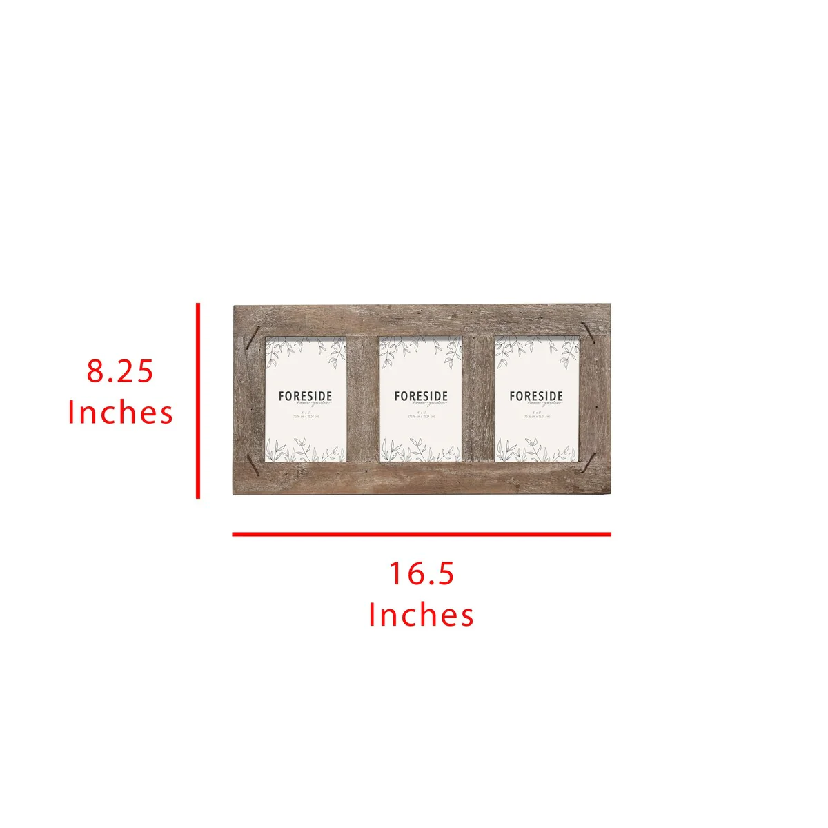 Foreside Home & Garden 4 x 6 inch Decorative Distressed Wood Picture Frame with Nail Accents - Holds 3 4x6 Photos