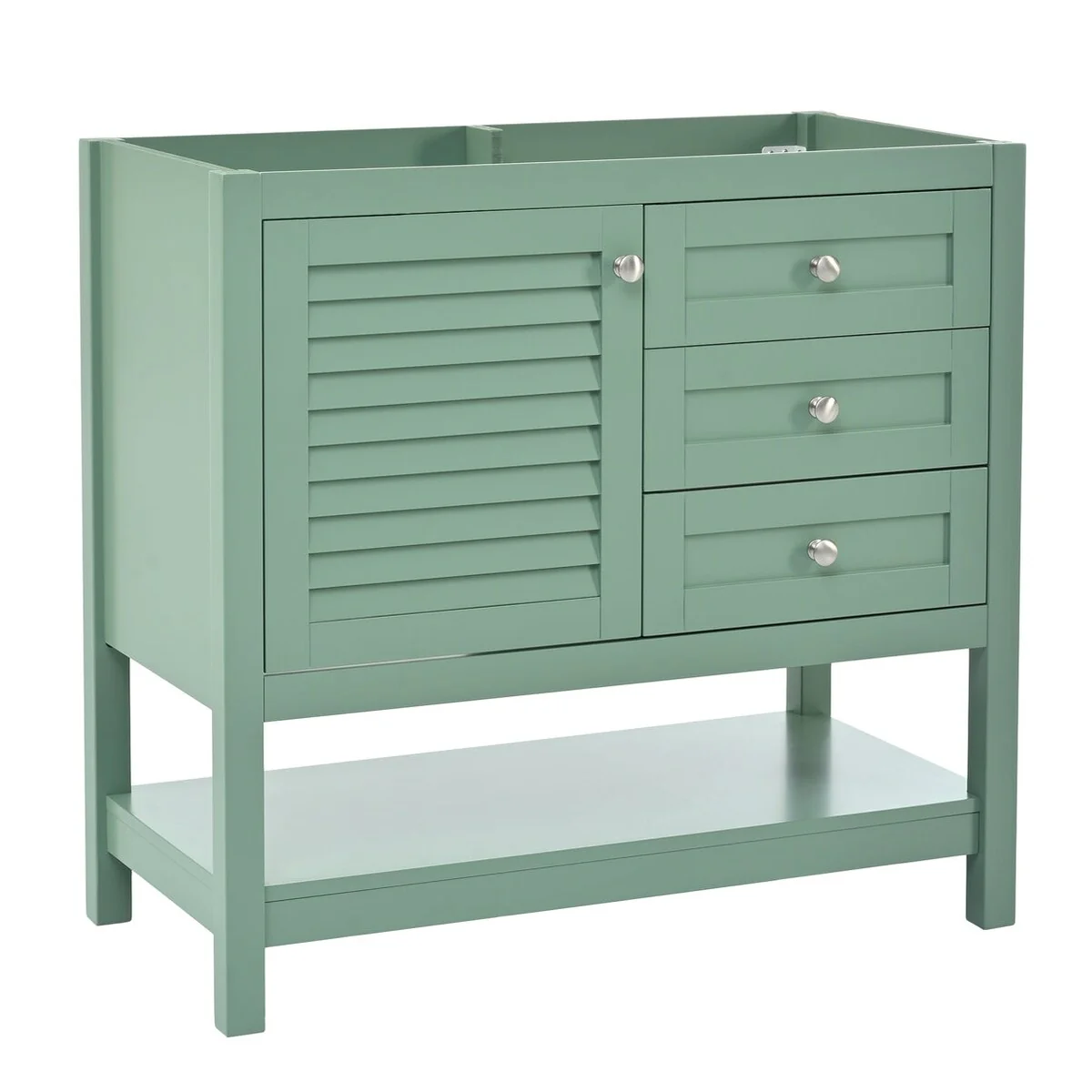 36 inch MDF Freestanding Bathroom Vanity in Green without Counter Top