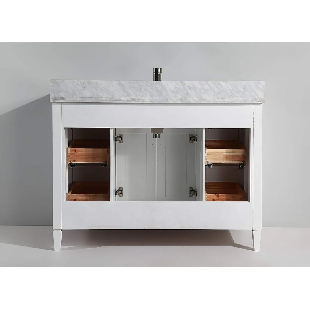 Vanity Art 60-Inch Single Sink Bathroom Vanity Set Carrara Marble Stone Top 7 Drawers 1 Shelf Undermount Sink with Free Mirror