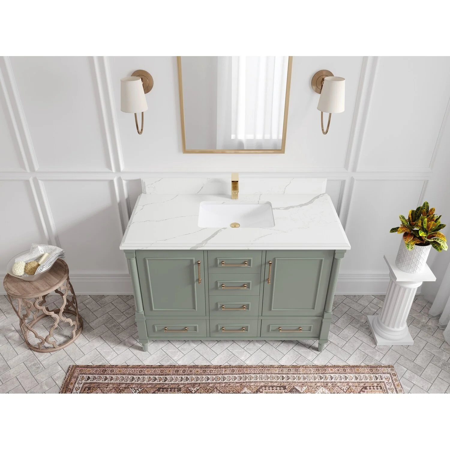 Willow Collections 48 in. W x 22 in. D Aberdeen Single Bowl Sink Bathroom Vanity with Countertop