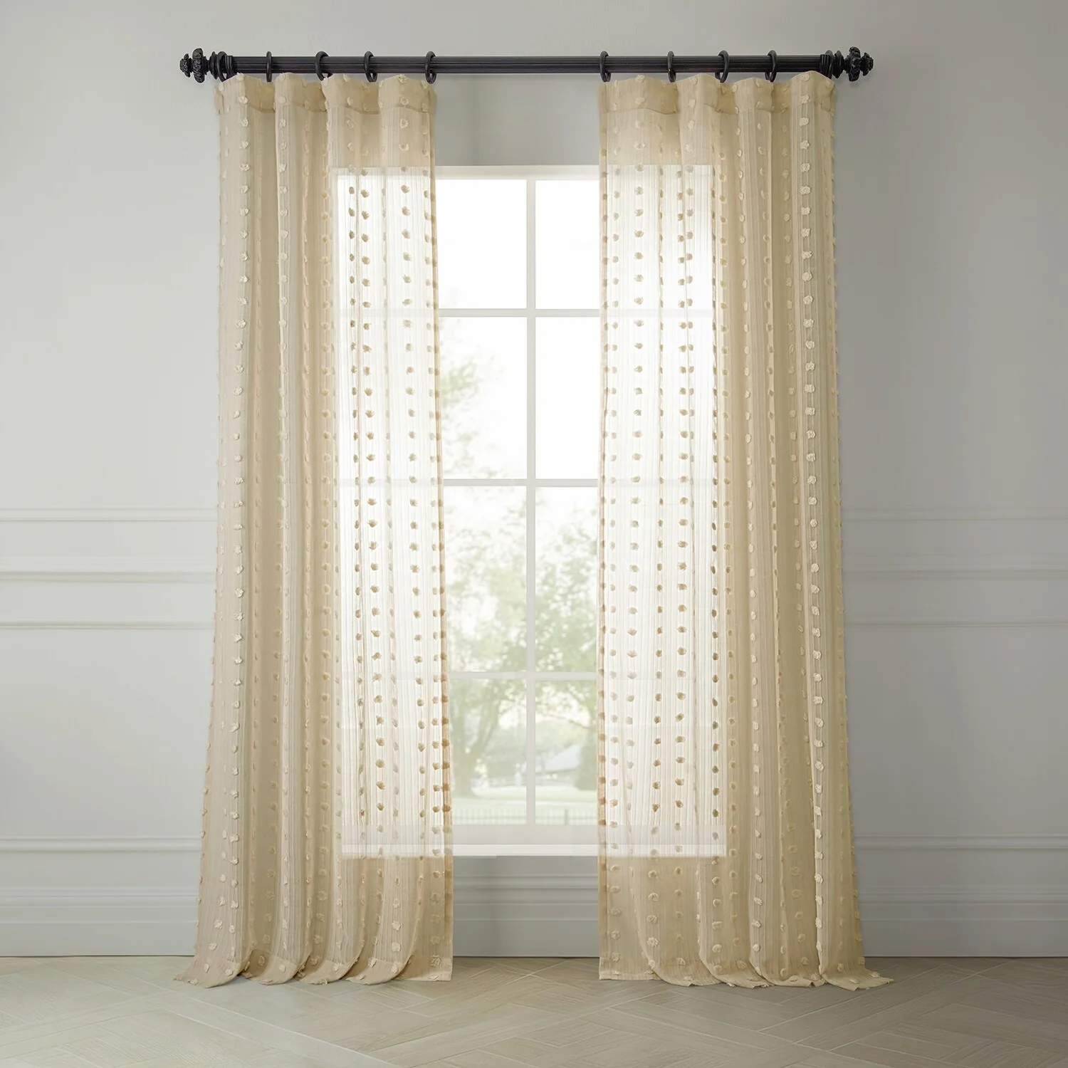 Exclusive Fabrics Strasbourg Dot Patterned Faux Linen Sheer Curtain (1 Panel)