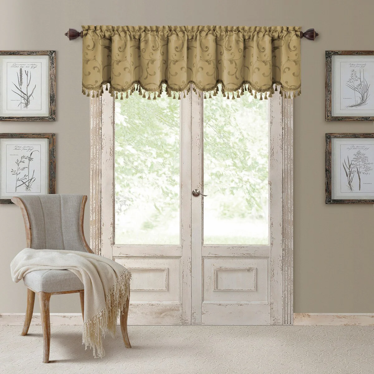 Elrene Mia Jacquard Blackout Scallop Window Valance - 52
