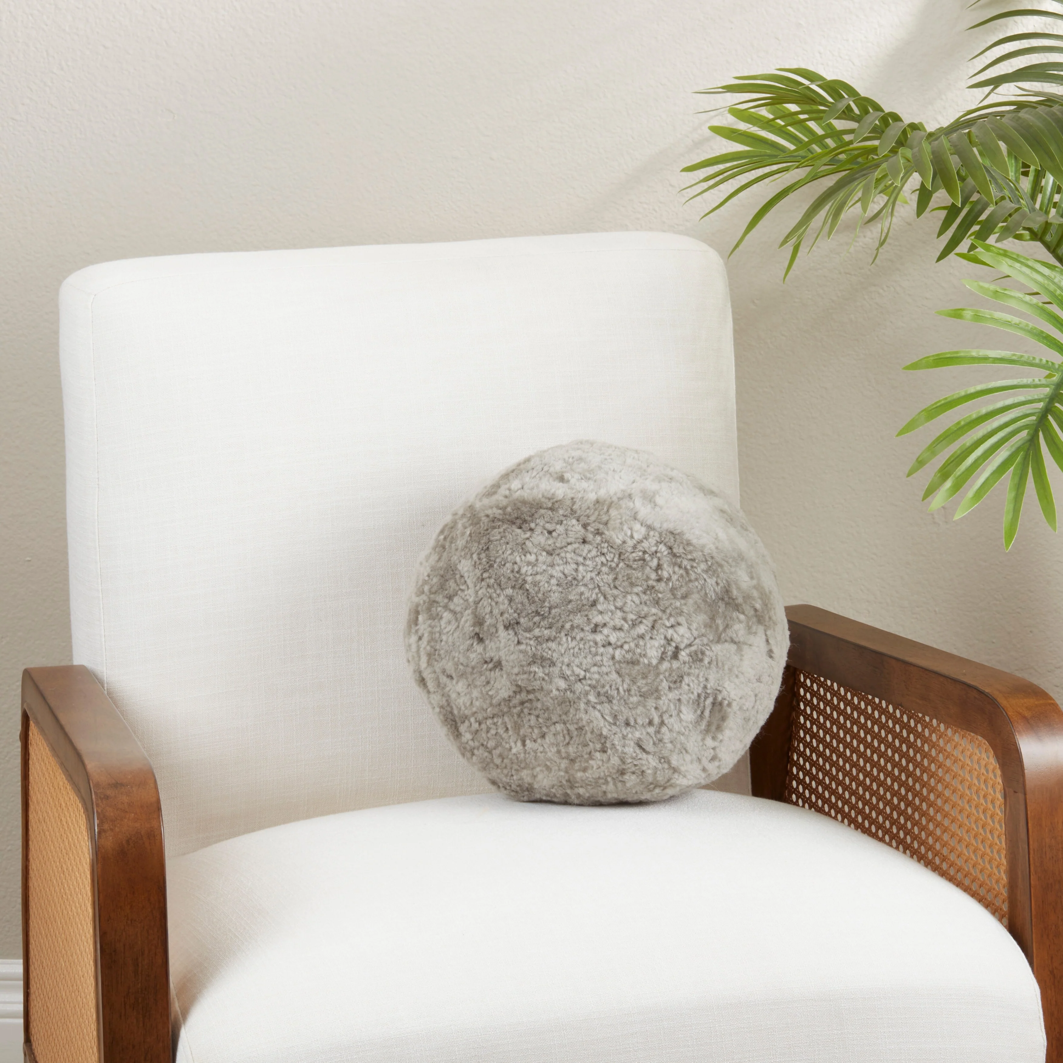 Fleece Fantasy Sheepskin Ball Poly Filled Throw Pillow