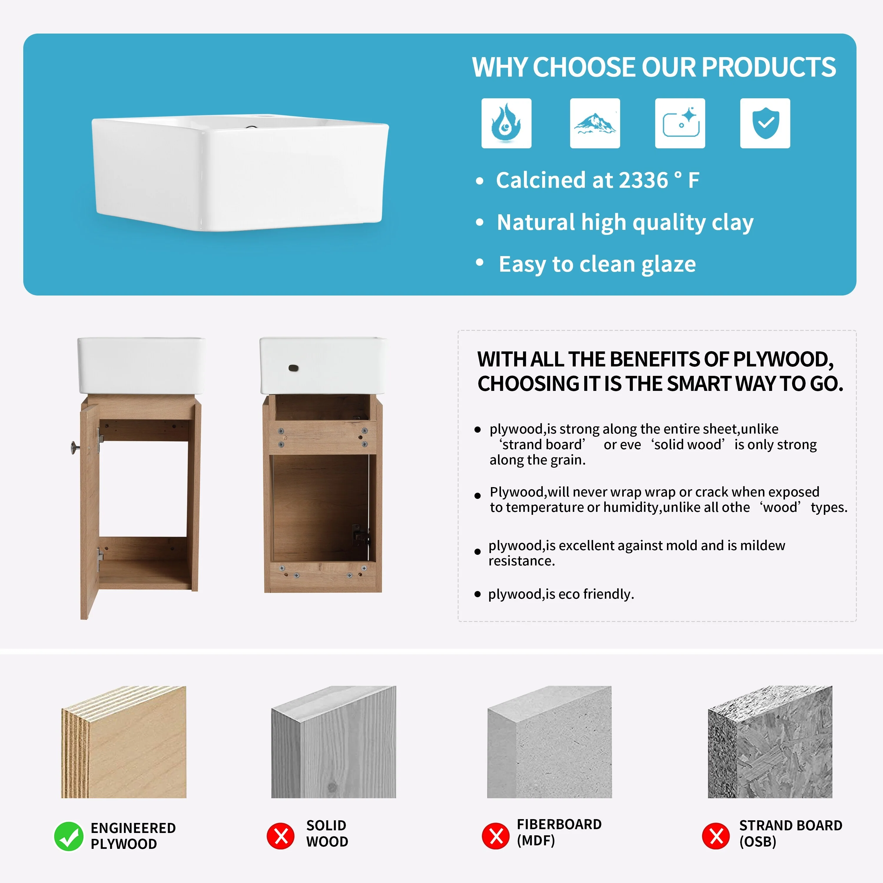 Bathroom Vanity With Sink In 12 Inch, Floating Bathroom Vanity With Soft Close Door