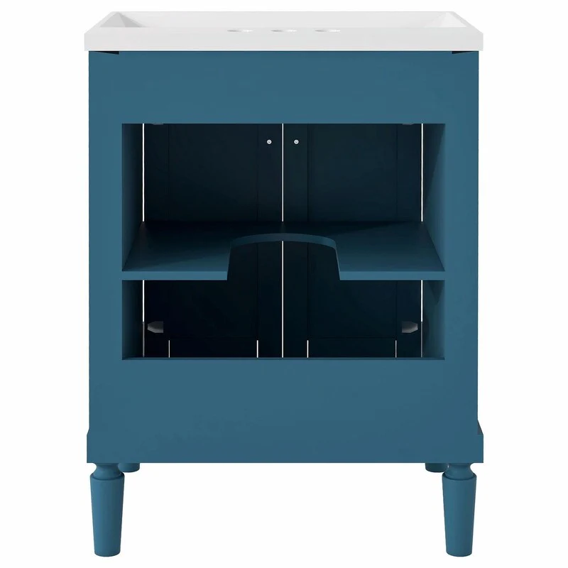 24'' Bathroom Vanity with Top Sink: Modern 2-Tier Storage Cabinet, Single Sink, Large Shelves
