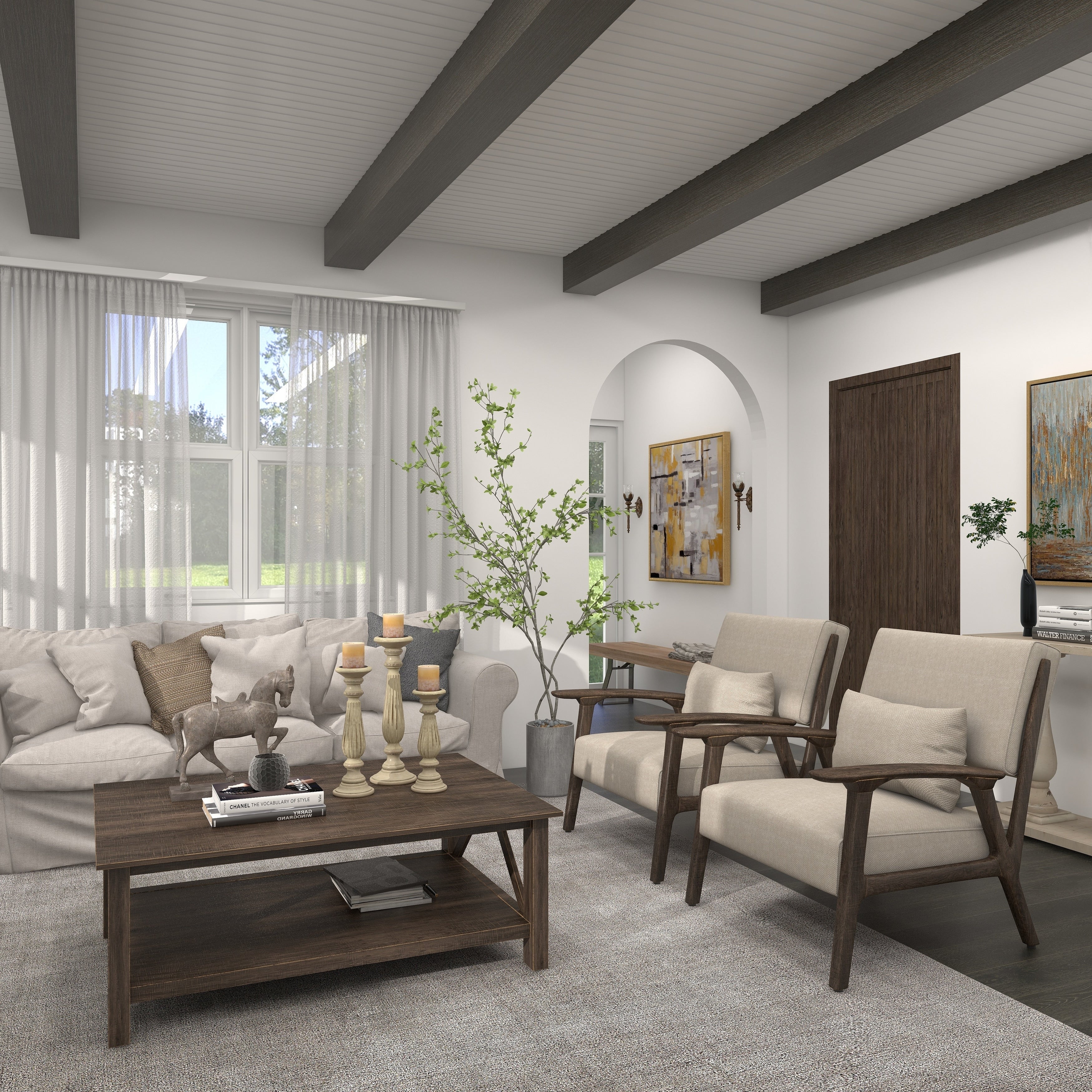 Traditional Mango Distressed Turned Pillar Wood Candle Holder (Set of 3) - Dark Brown, Beige, White