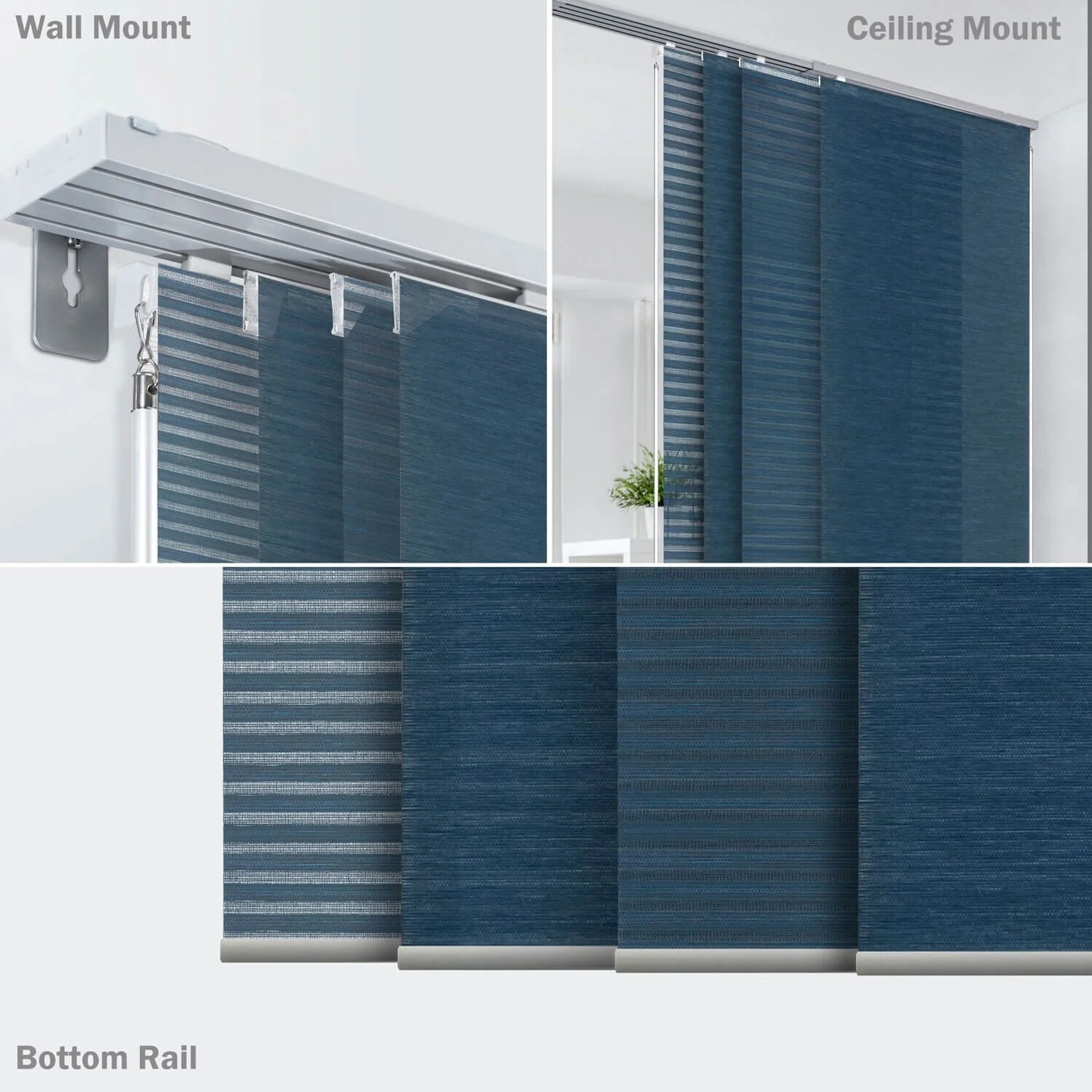 GoDear Design Natural Woven Adjustable Sliding Panel Track Blinds, Vertical Blinds, Cosmos Series, 45.8