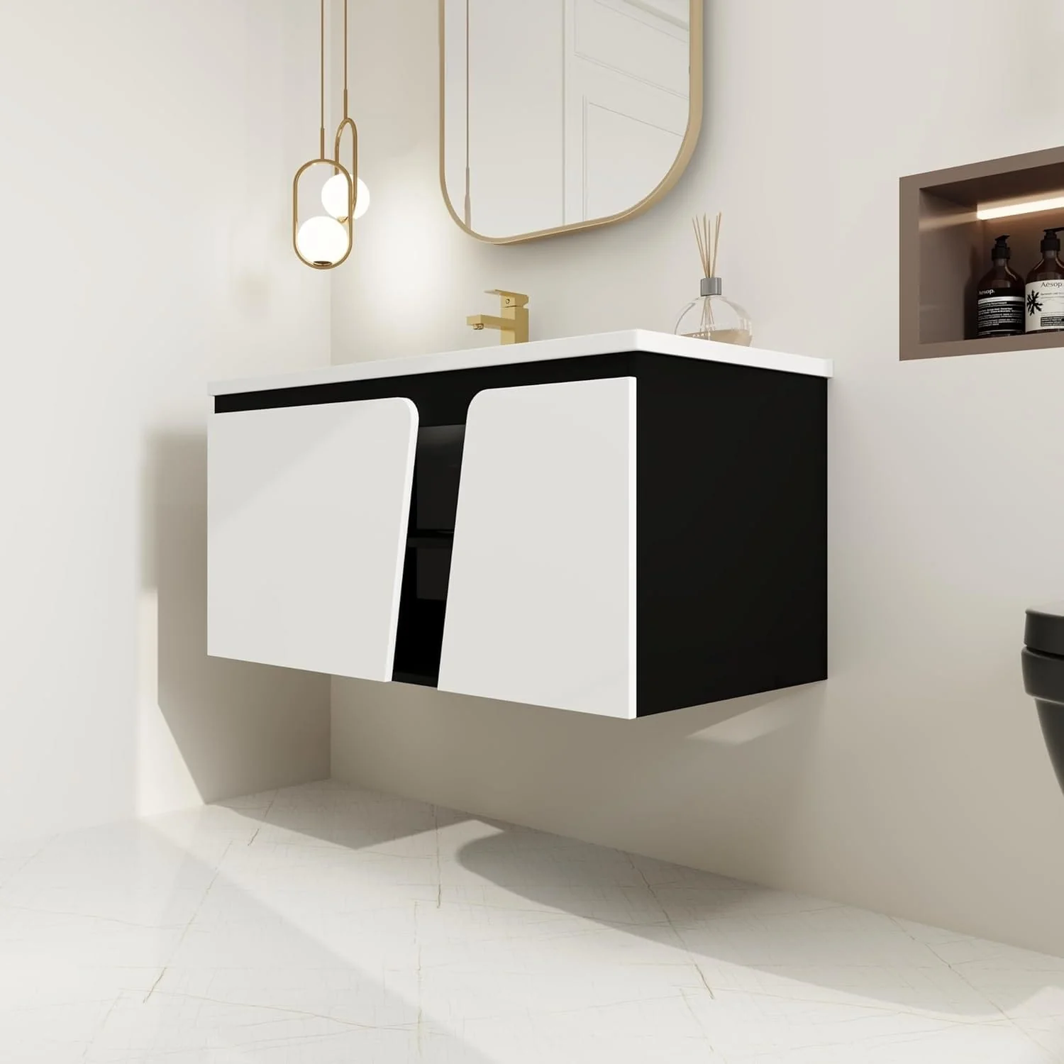 BNK 28/ 32/36/40 Inch Single Sink Bathroom Vanity with Soft Close Door, Modern Floating Vanity