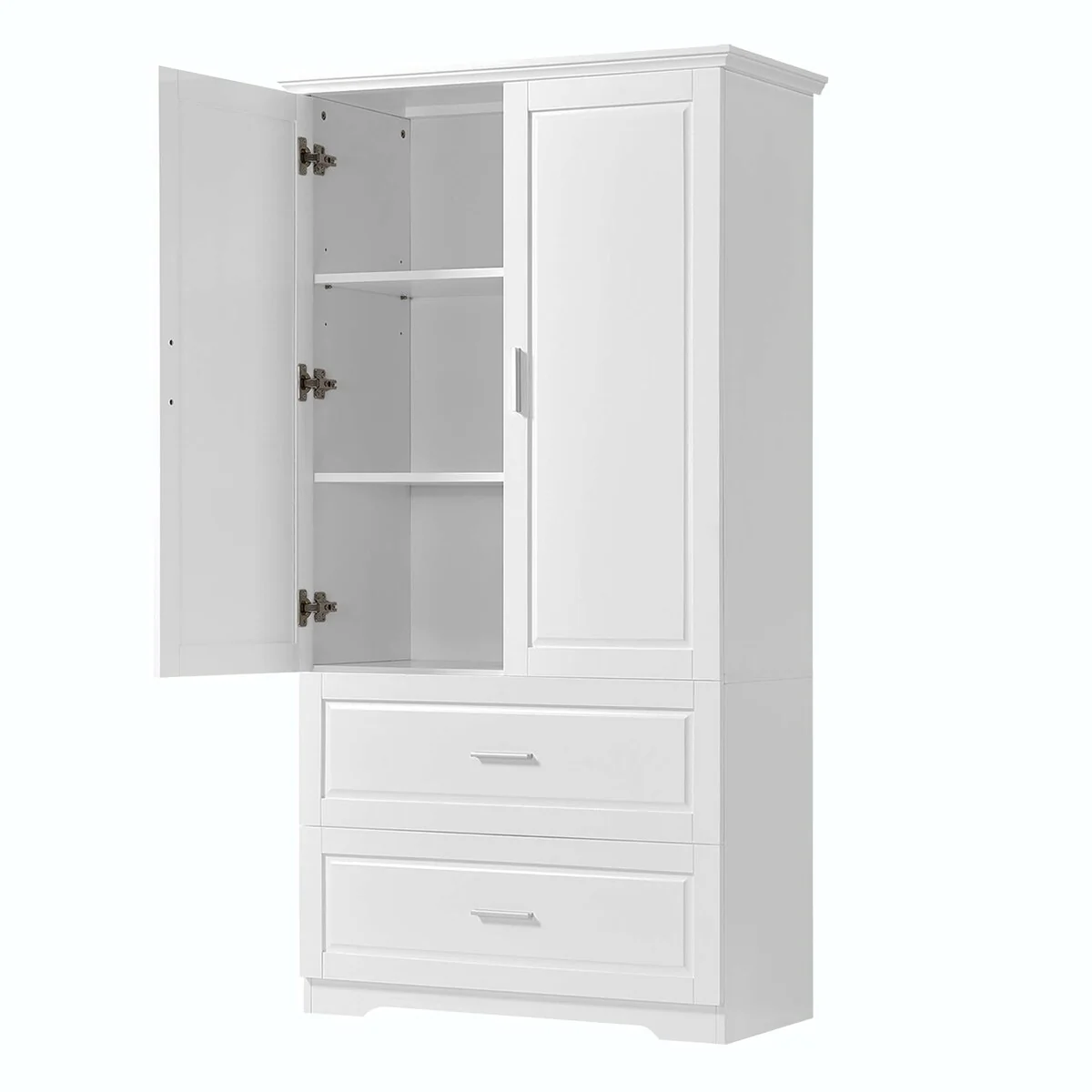 Tall Bathroom Storage Cabinet with Drawers and Adjustable Shelf
