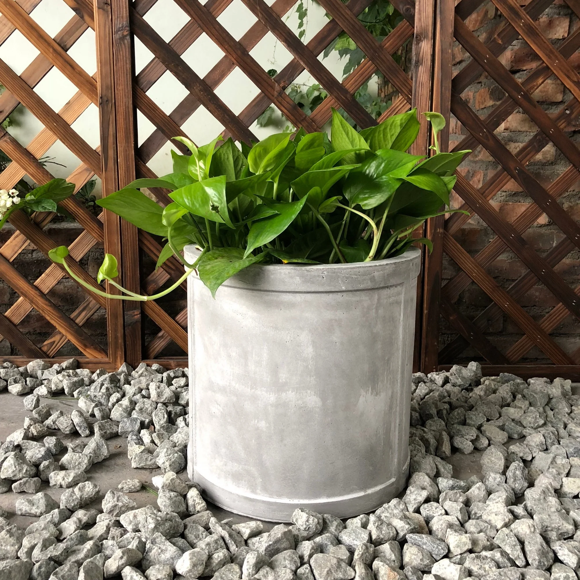 Durx-litecrete Lightweight Concrete Drum Light Grey Planter-Medium - 15'x15'x15'