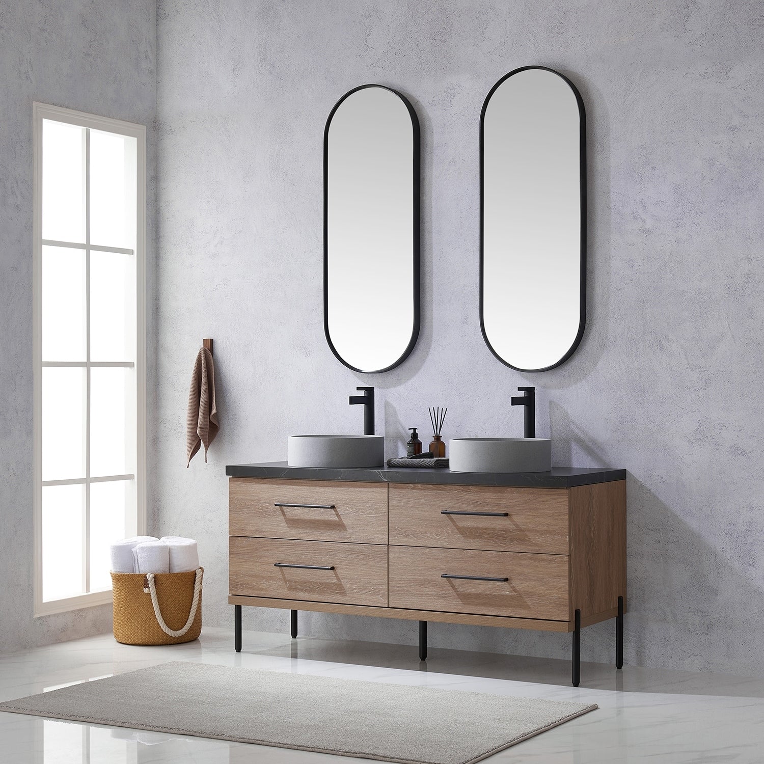 Trento Bath Vanity with Sintered Stone Top with Concrete Sink (C)