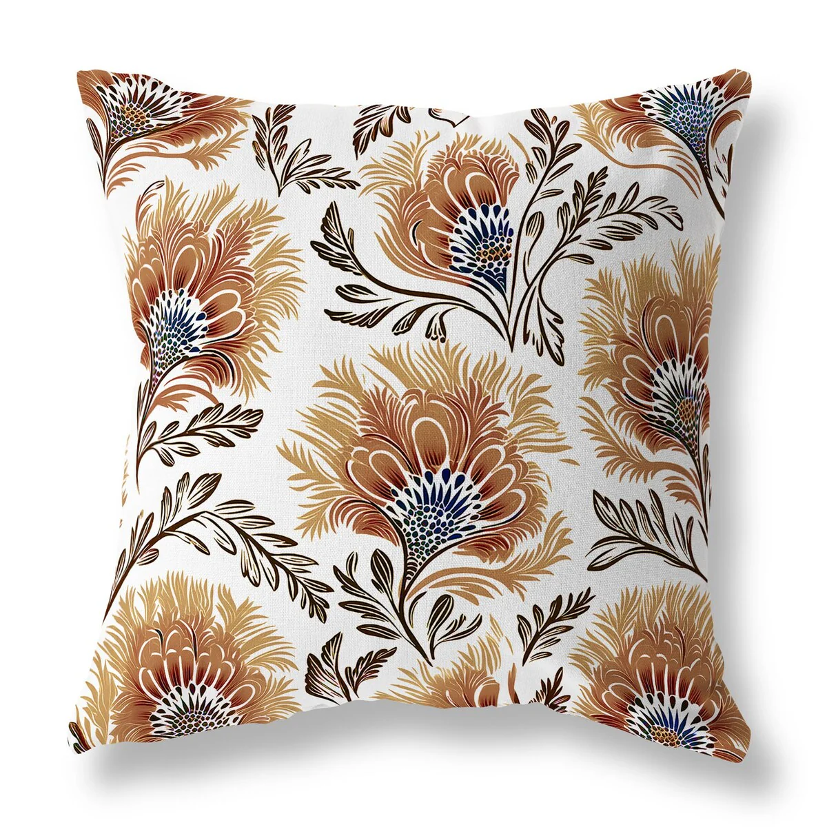 White And Brown Whimsical Wilds Indoor/Outdoor Throw Pillow Zipper